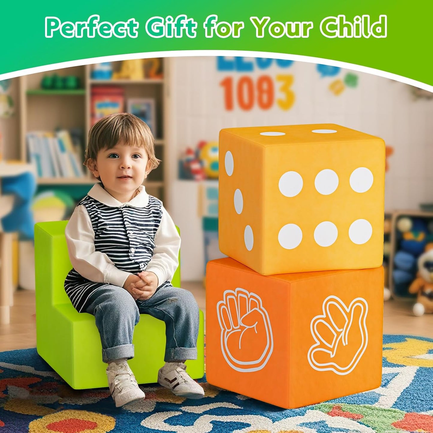 UMOMO Multi Form Combination Transformation 6 PCS Foam Climbing Blocks Gift for Children, Dice & Rock-Paper-Scissors Mode, Colorful Modular Climb Activity Play Set Toy for Toddlers Preschool Playroom