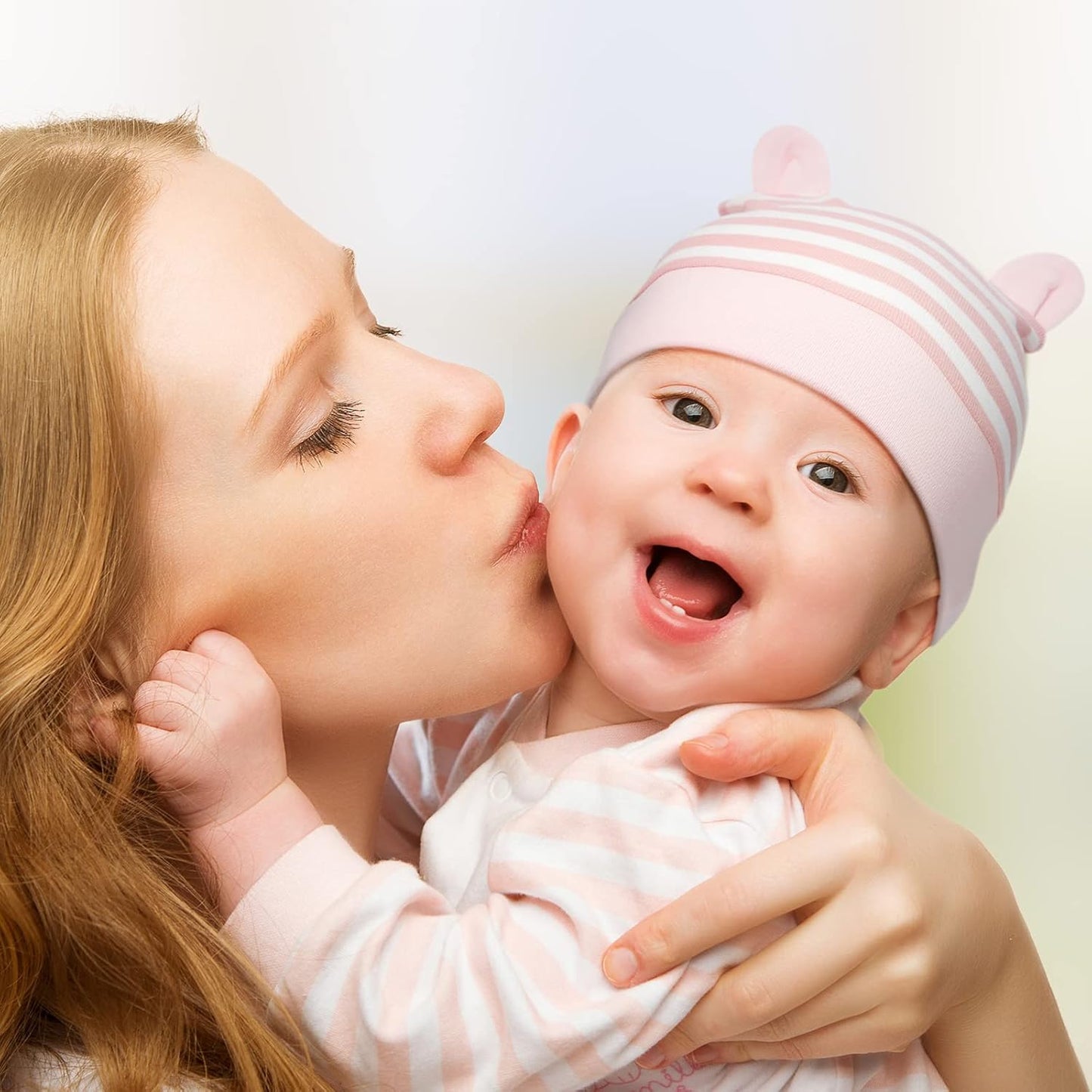 Geyoga 6 Pieces Newborn Baby Hat Bear Ears Infant Caps Baby Boy Girl Toddler Hats Infant Beanie Caps for 0-3 Months