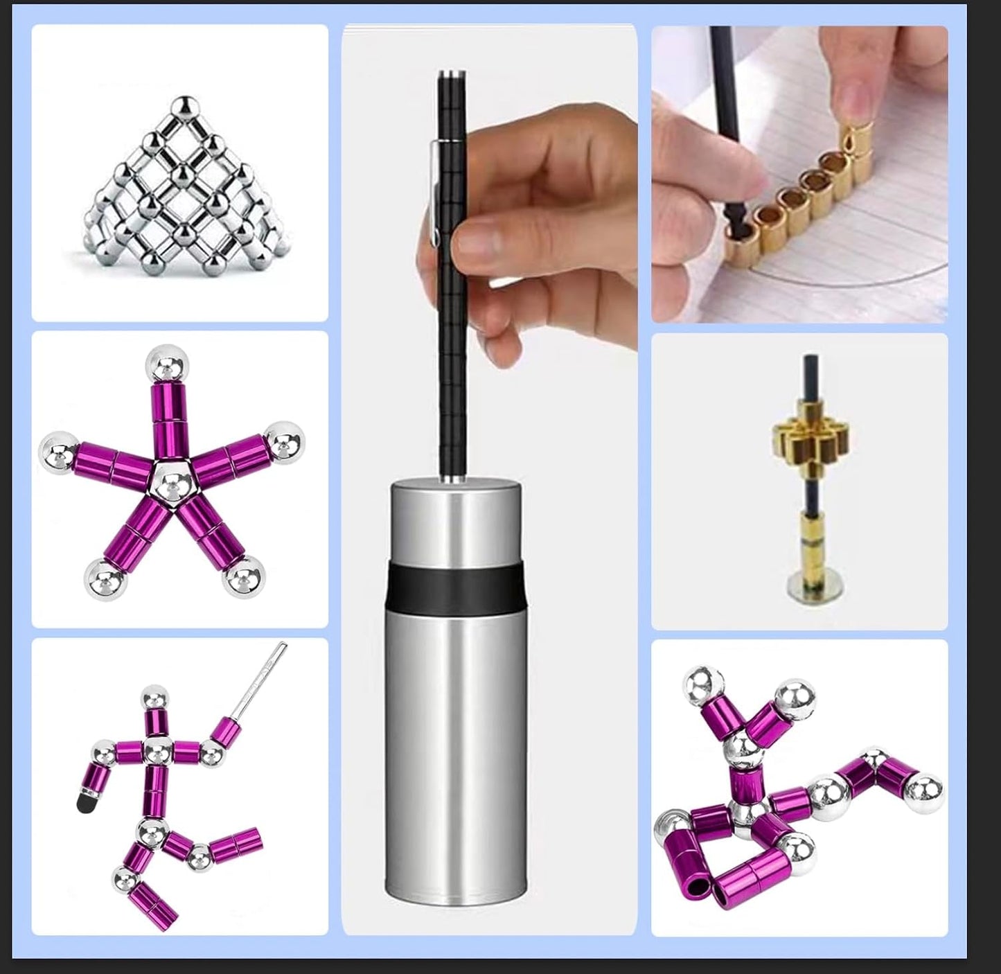 Fidget Pen,Magnetic Pen， Decompression Magnetic Fidget Toy Pen, Magnet Pen Fidget Toy Relieve Pressure Novel Toy Gifts for Kids or Friends! (Purple)