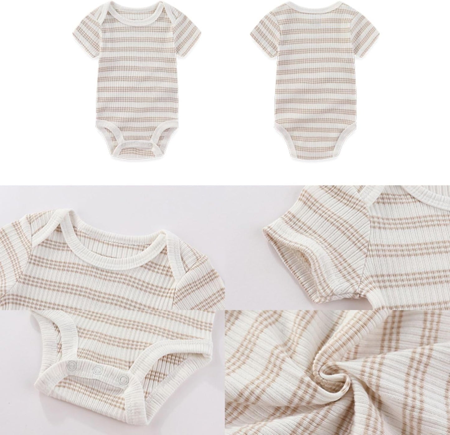 Four Seasons Baby Boy Girl Bodysuits 5-Pack Cotton Comfort Short Sleeve Baby Clothes Soft Infant Outfits