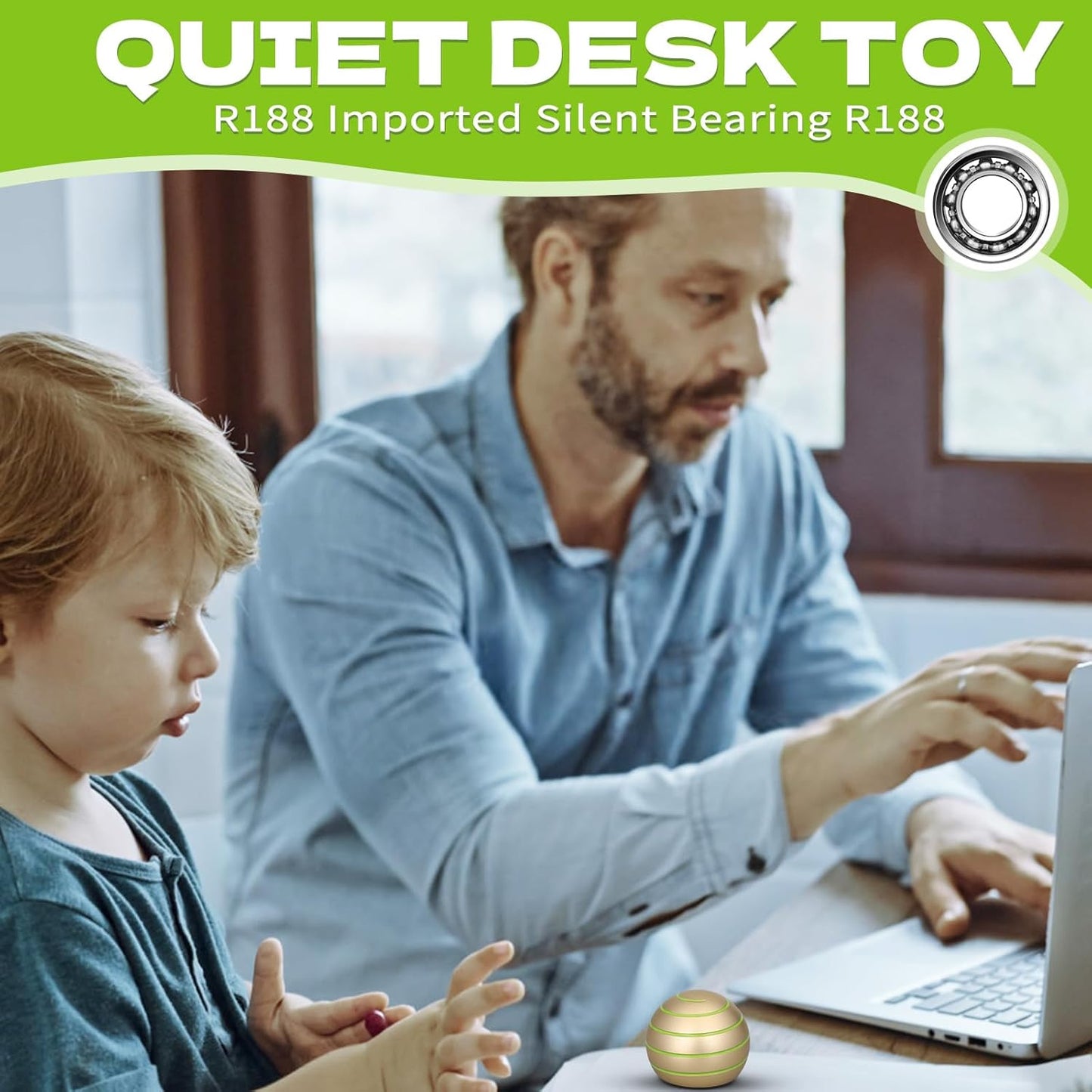 Fidget Spinner Kinetic Spin Metal Desk Toy Ball for Kids Adults, Luminous Full Body Optical Illusion Stress Relief Fidget Gyro Ball Gift for Boys Girls 4-12 5-10 3-12 (Gold)