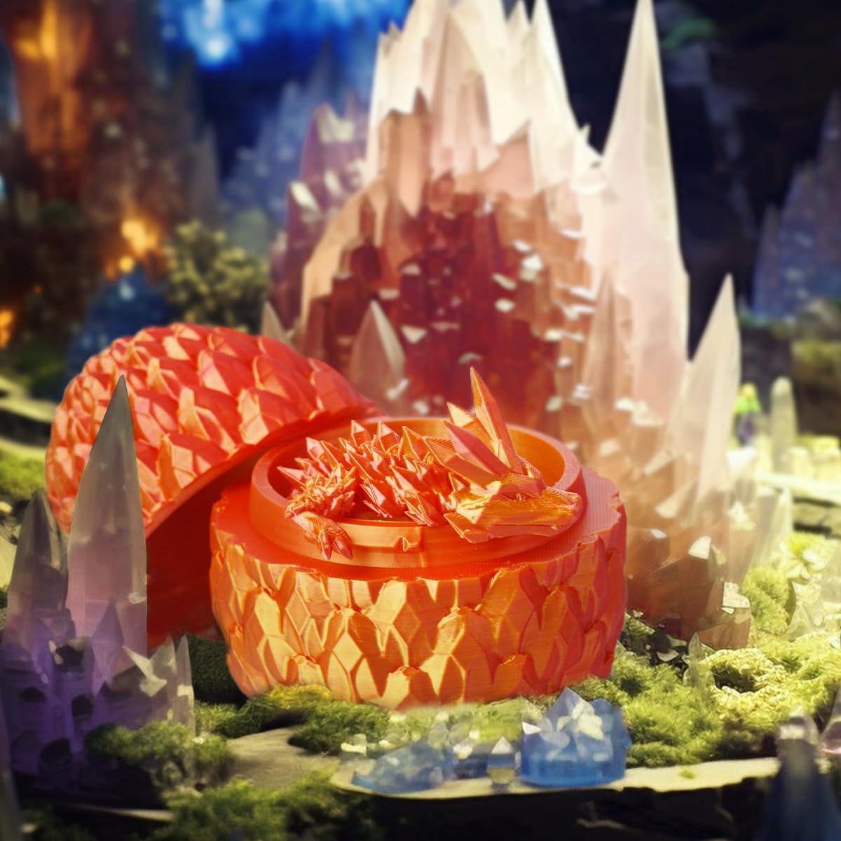 3D Printed Dragon Egg, Beautiful Flexible Joints Executive Desk Toys, Gifts for Adults and Kids (Silk Red)