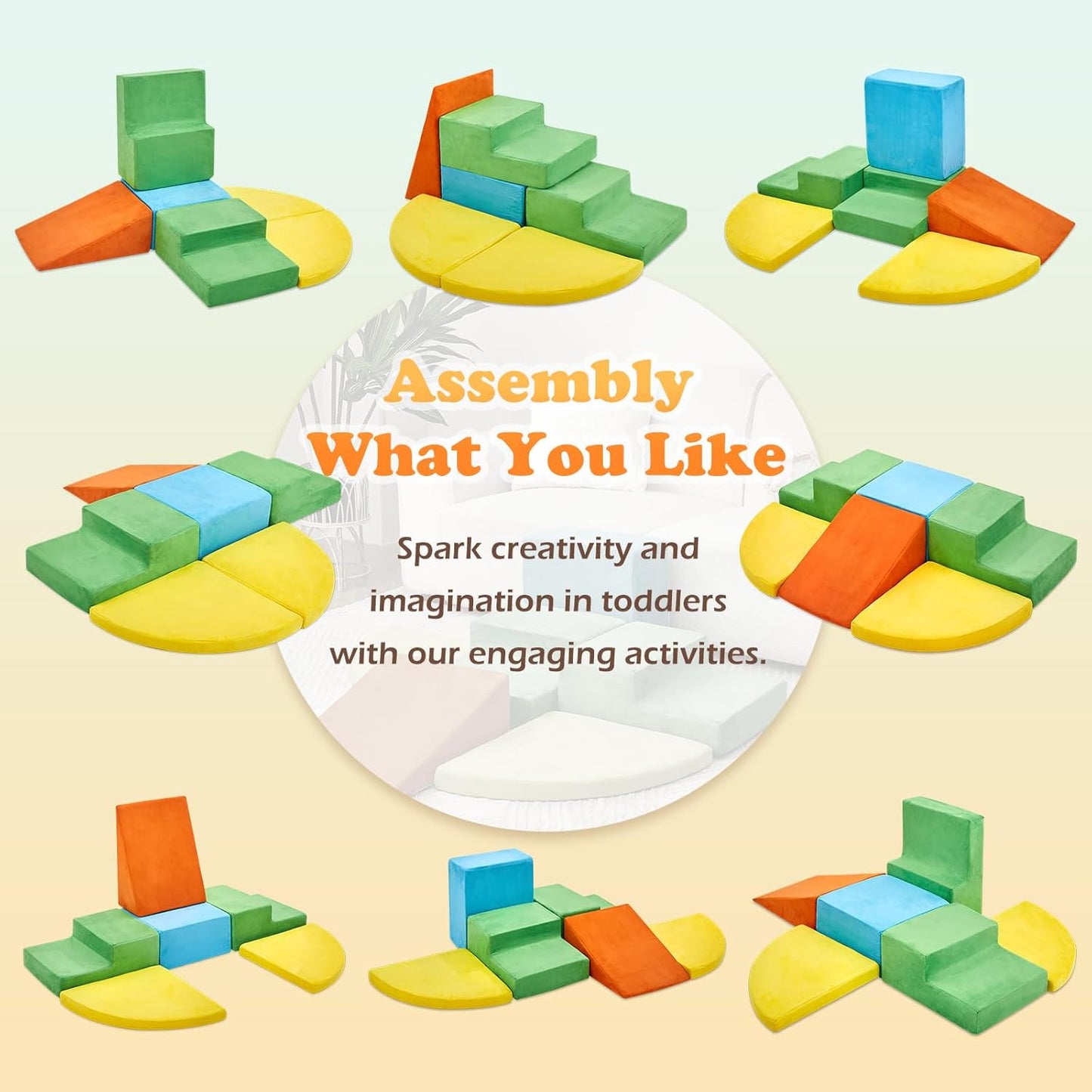 6 Pieces Climbing Toys for Toddlers, Climb & Crawl Soft Foam Block Activity Play Set, Foam Play Gym Climbing Blocks, Toddler Climbing Toy Indoor, Soft Foam Toys for Kids Crawling and Sliding