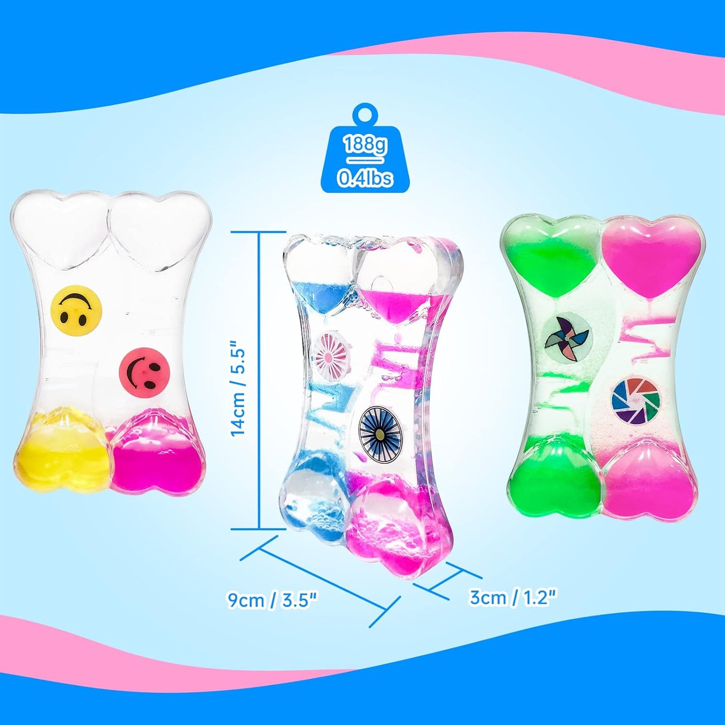 Liquid Motion Bubbler for Kids and Adults, Liquid Motion Bubbler Sensory Toys, Liquid Timer for Sensory Play, Fidget Toy,Stress Management,Cool Desk Decor (2023 Latest 3-Pack)