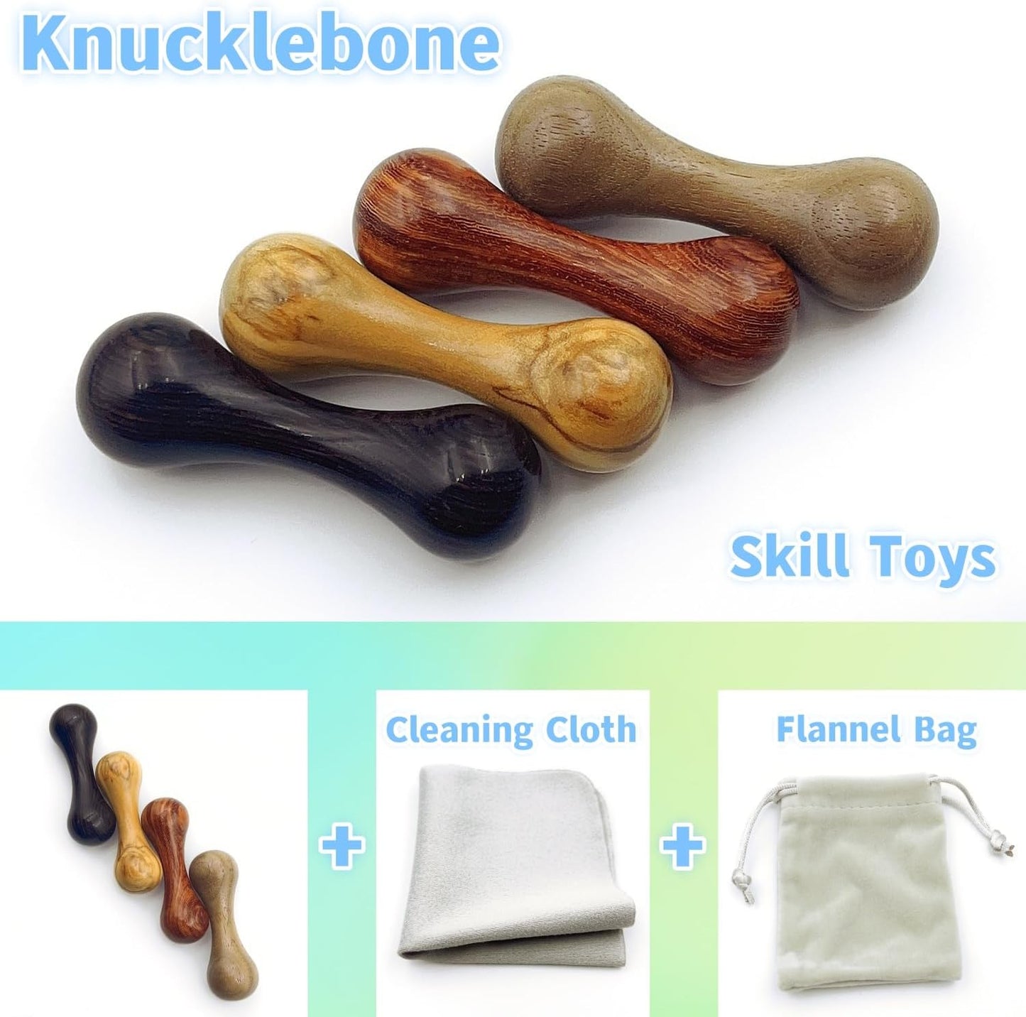 Knucklebone Wooden Bone Toys, Finger Skill Toys, Portable EDC Desktop Fidget Toys, Leisure Toys Suitable for Many Scenes (Walnut)