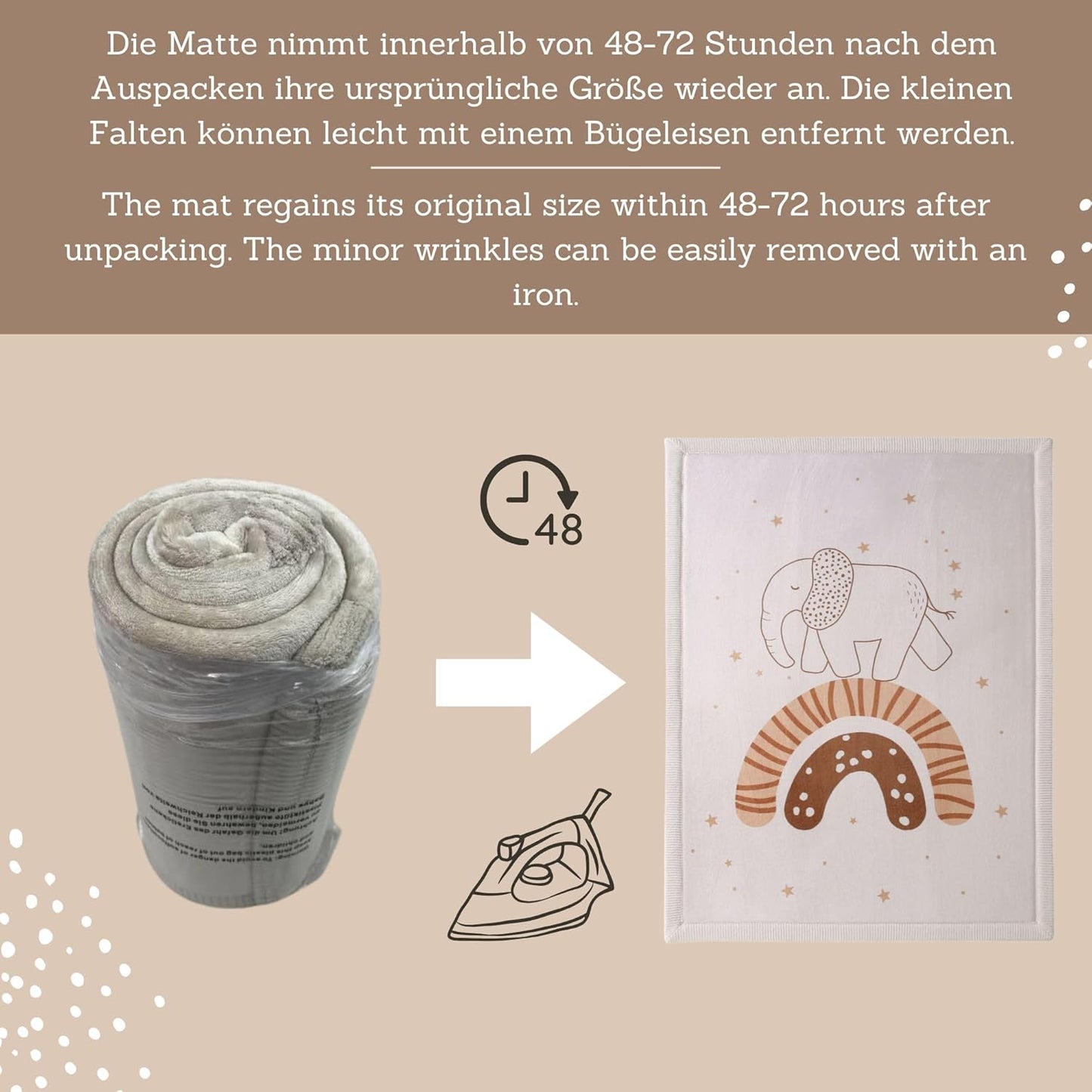 Stylish Coral Baby Play Mat for Floor 47" x 67" Rainbow Elephant – Soft 1" Thick High-Density Memory Foam Nursery Rug,Kids Rug with Non-Slip Backing for Crawling & Playing, Playroom Rug, Kids Carpet