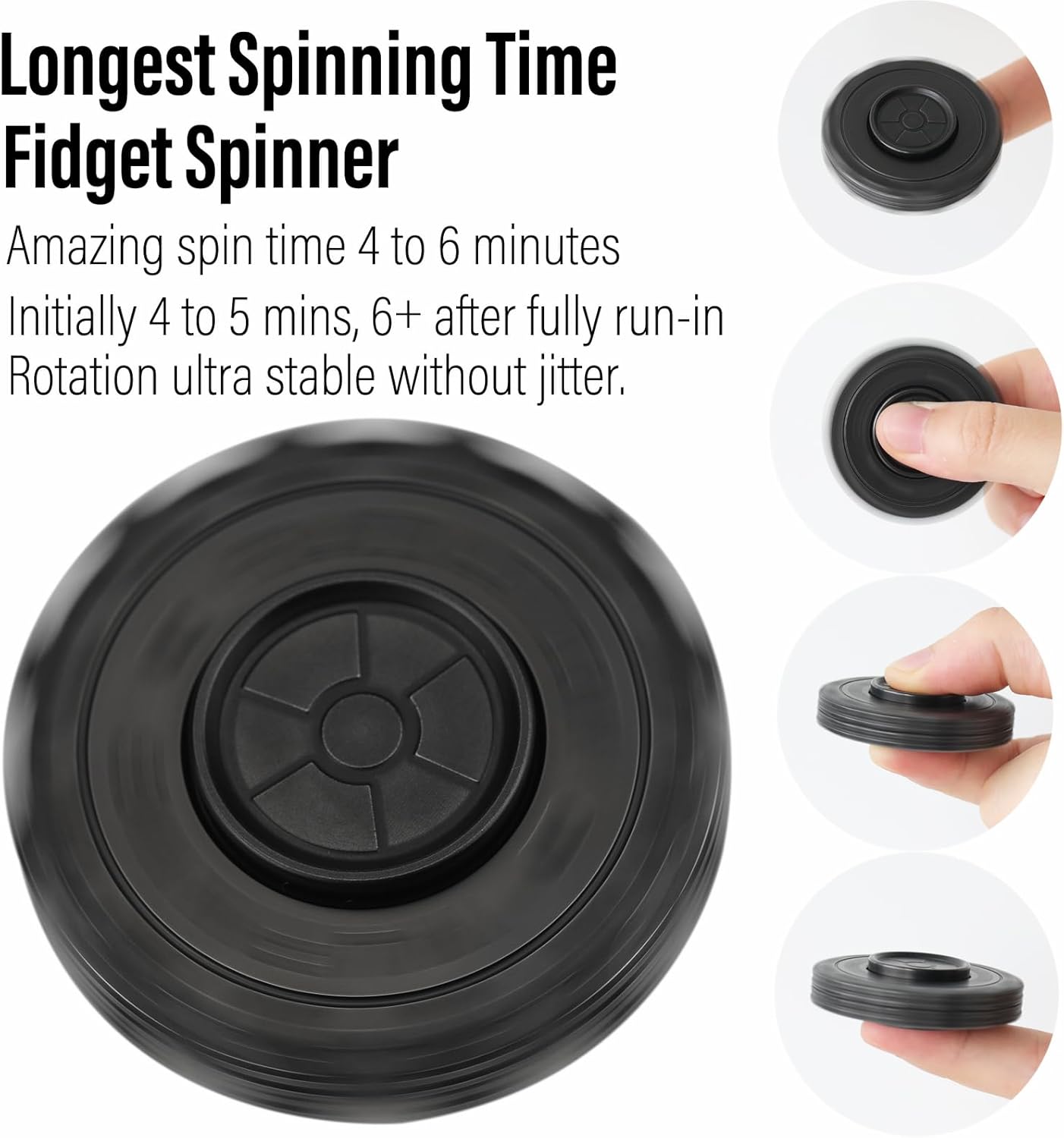 FREELOVE Metal Fidget Spinner Magnetic Slider, Spinning Haptic Clicker, Heavy Stainless Steel Spin Clicky, Small Round Gear Click Gyro, Premium Silent Bearing, Adults Anxiety Cool, Nuc Black