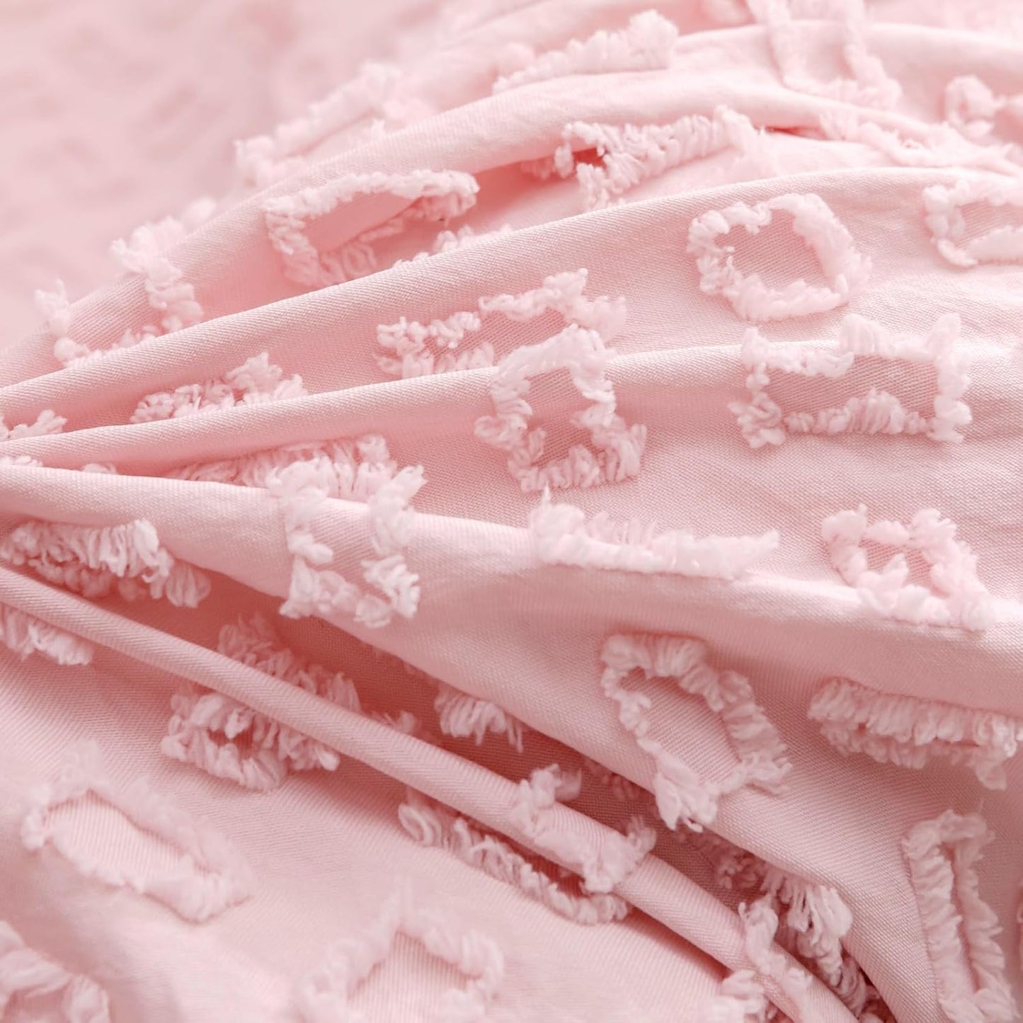 Cokouchyi 3 Piece Bedding Set for Boy Girls, Jacquard Tufted Geometric Crib Set, Includes Crib Skirt, Blanket and Sheet, Baby Bedding, Pink