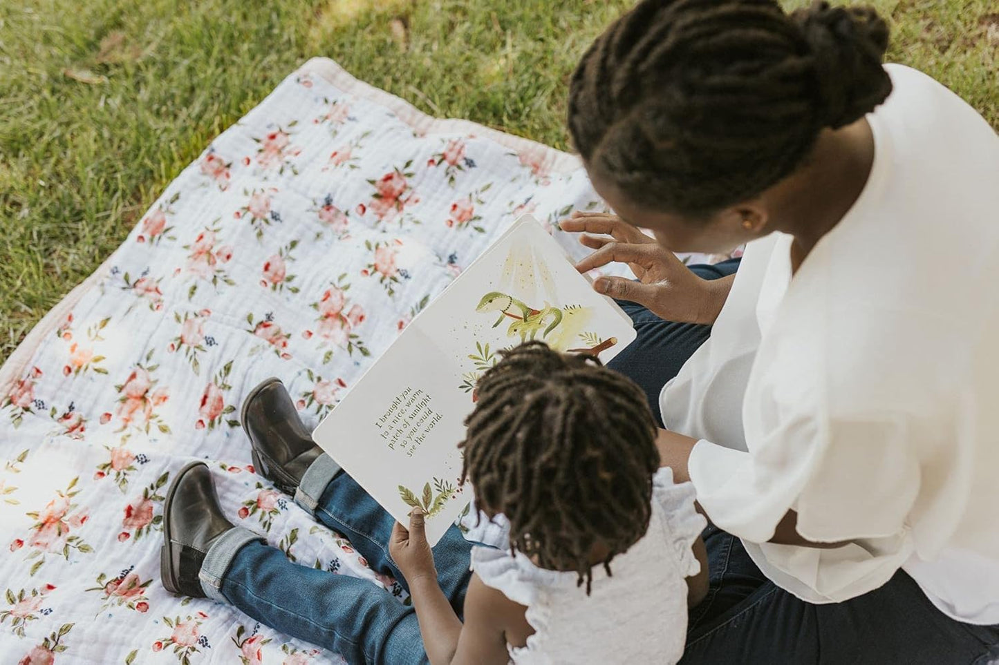 Little Unicorn Premium Quilted Throw | Super Soft, Multi-Layered Muslin XL Blanket| Great for Kids & Families (Watercolor Roses)