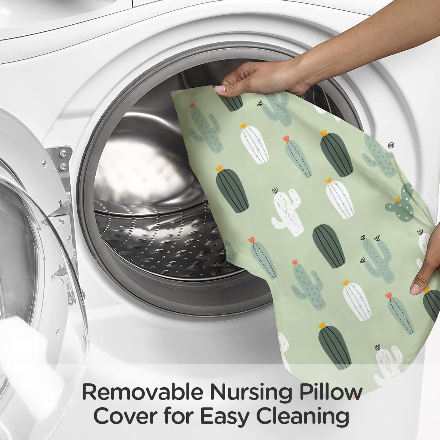 Little Grape Land Nursing Pillow for Infants, Breastfeeding Pillows, Baby Support Pillow for Nursing, Bottle Feeding, Tummy Time with Machine Washable Cover & Breathable Filling (Blossom Cactus)