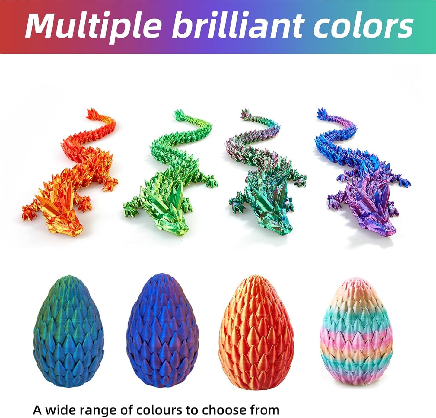 Easter Eggs 3D Printed Dragon Egg Dragon Eggs with Dragon Inside Fidget Toys Pendant Desk Decorative Easter Egg Fillers Easter Gifts for Boys Kids Home Office Decor(Color Mixing-A)