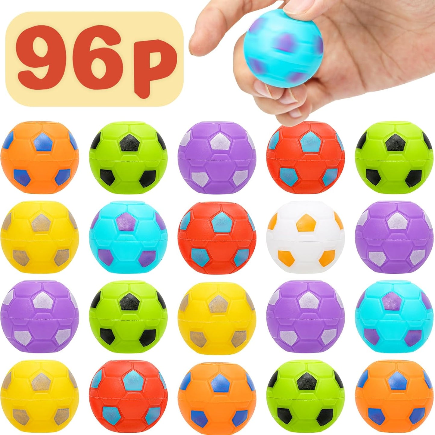 AZEN 96 Pcs Soccer Party Favors for Kids 4-8 8-12, Mini Fidget Spinners Soccer Ball Toys, Goodie Bags Stuffers for Birthday Party, Treasure Box Toys for Classroom, Return Gifts for Kids