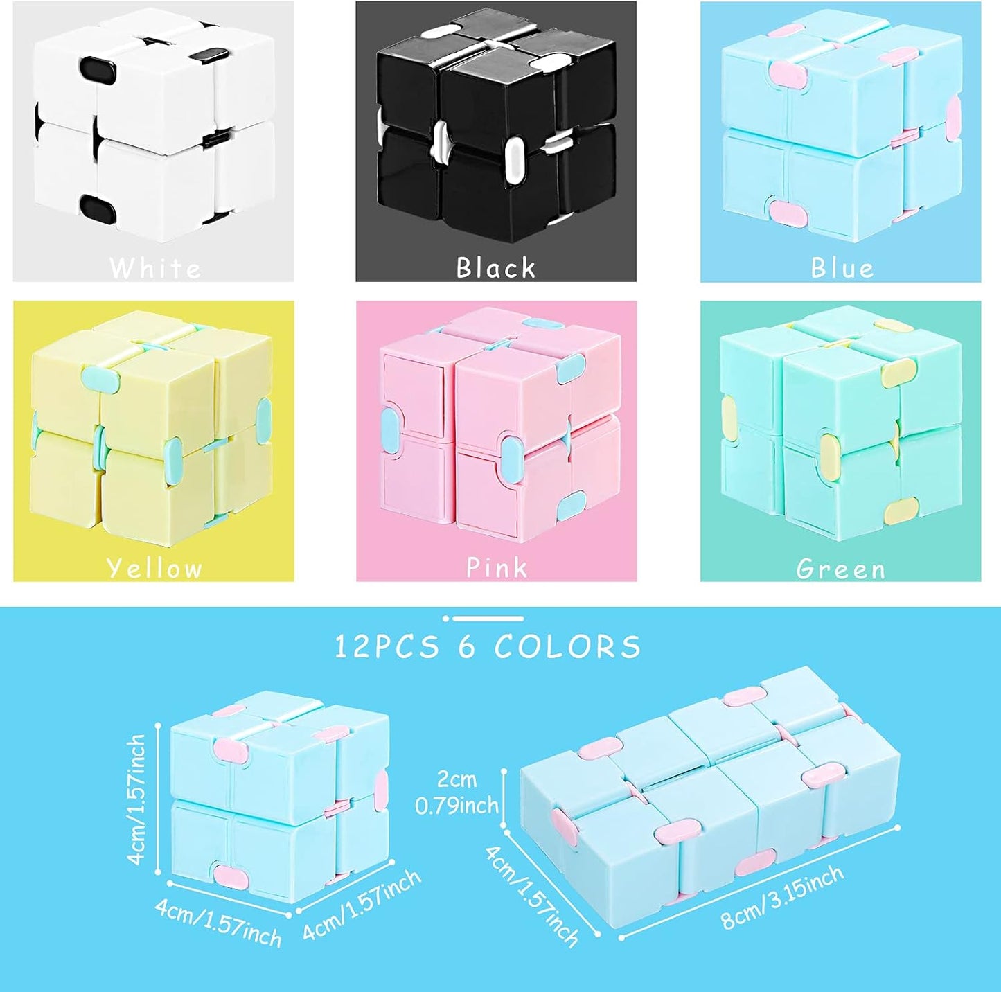 12 Pieces Mini Cube Blocks Mini Cube Desk Toy Magic Sensory Tool Blocks Puzzle Flip Cube for Teens Adults Birthday Favors (Macarons)