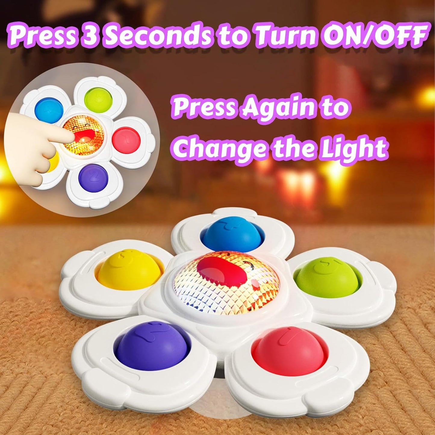 Suction Spinners Baby Toys, Sensory Toys for Toddlers 1-3, Spinner Toys for Babies 12-18 Months, High Chair Toys Baby Travel Essentials for Flying, Birthday Gift for 1 Year Old Boy Girls