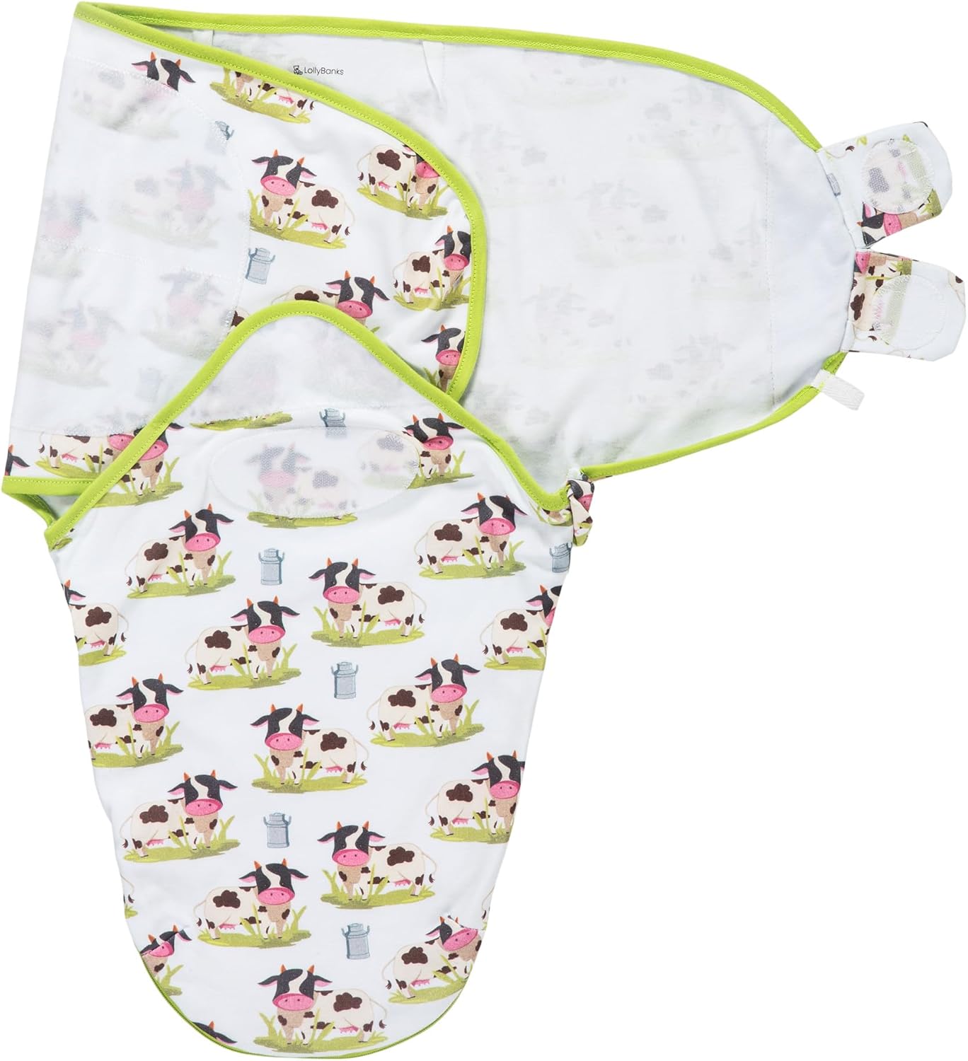 LollyBanks Baby Swaddles, 100% Organic Cotton Swaddle for Newborns Boys and Girls, 0-3 Months Swaddle Sacks with Easy Change Zipper, Baby Registry (Cow Print)