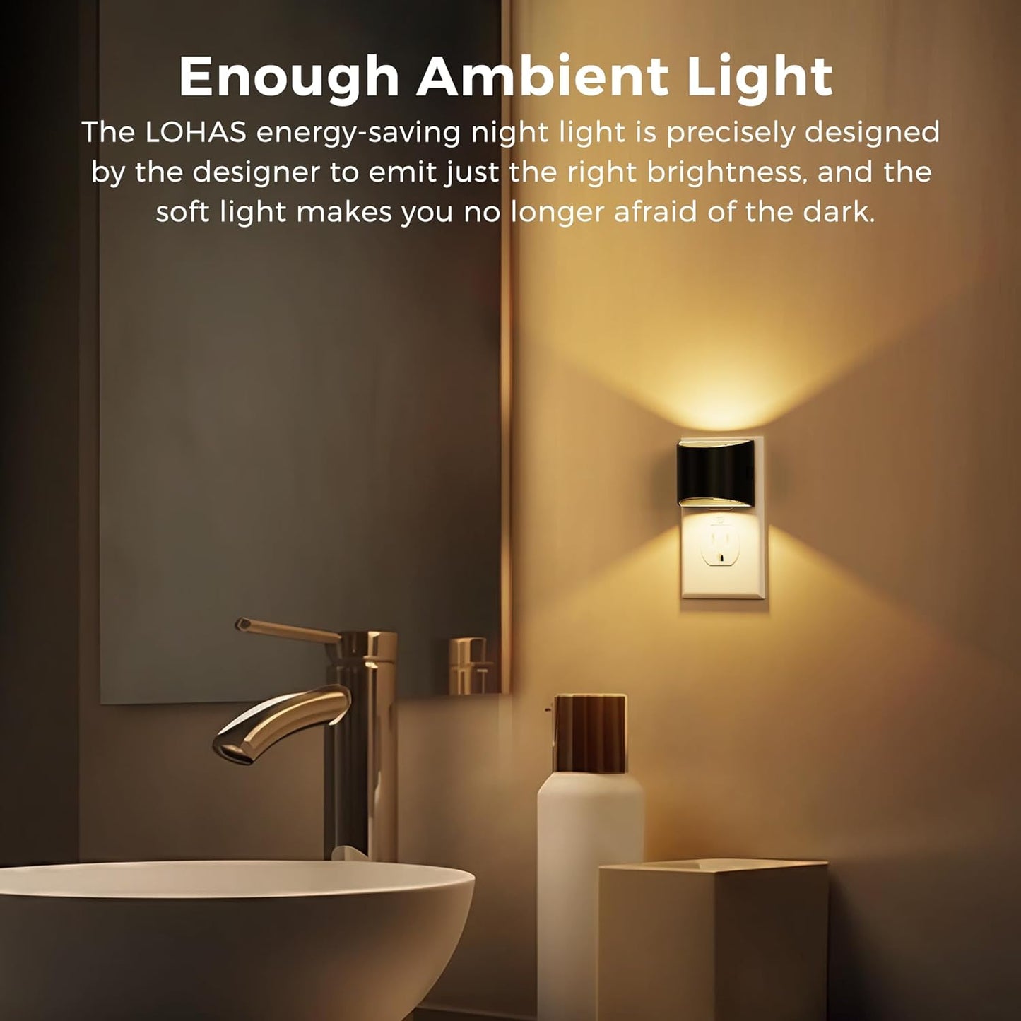 L LOHAS LED Night Lights Plug into Wall with 3CCT Adjustable (1600K/3000K/5000K), 1W Nightlight Plug in Wall, Built in Dusk to Dawn Sensor, 2 Pack