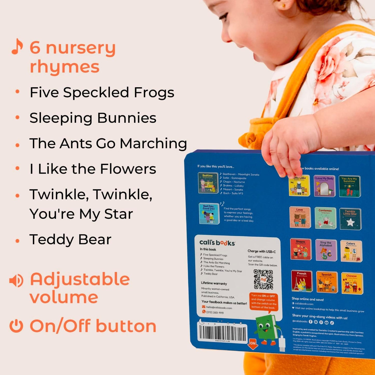 Cali’s Books Wind Down – USB-C Rechargeable Baby Book for Toddlers 1-3 | Expert-Designed Bedtime Musical Book with Gentle Activities and Affirmations for a Calming Nightly Routine