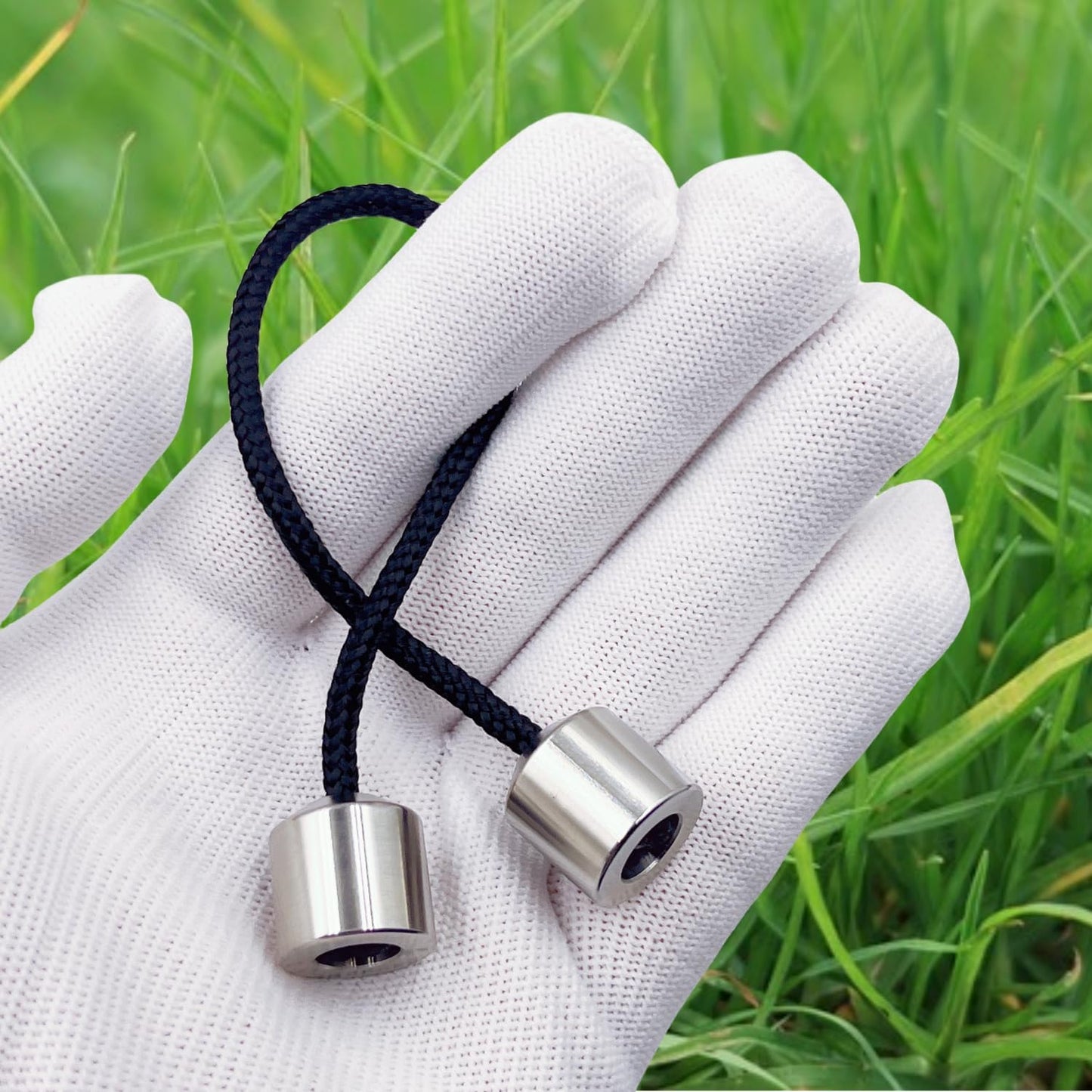 Titanium Alloy Beads - Worry Fidget Beads Skill Toys - Portable EDC Metal Fidget Toys - Gifts for Skill Players - with Parachute Cord (Silver)