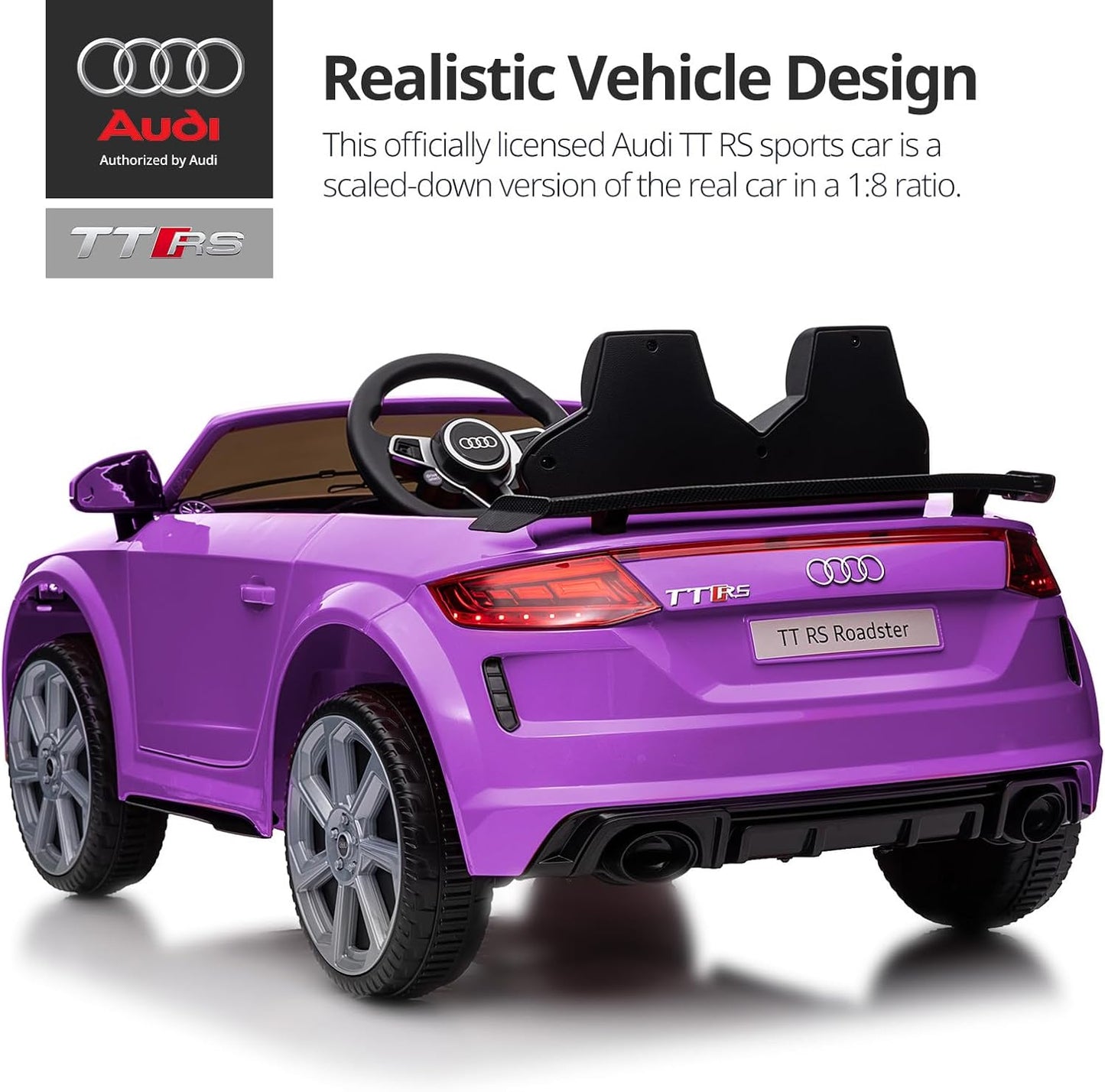 Electric Car for Kids, Licensed Audi 6V Kids Ride on Car Toy for Toddlers with Remote, Bluetooth - Purple