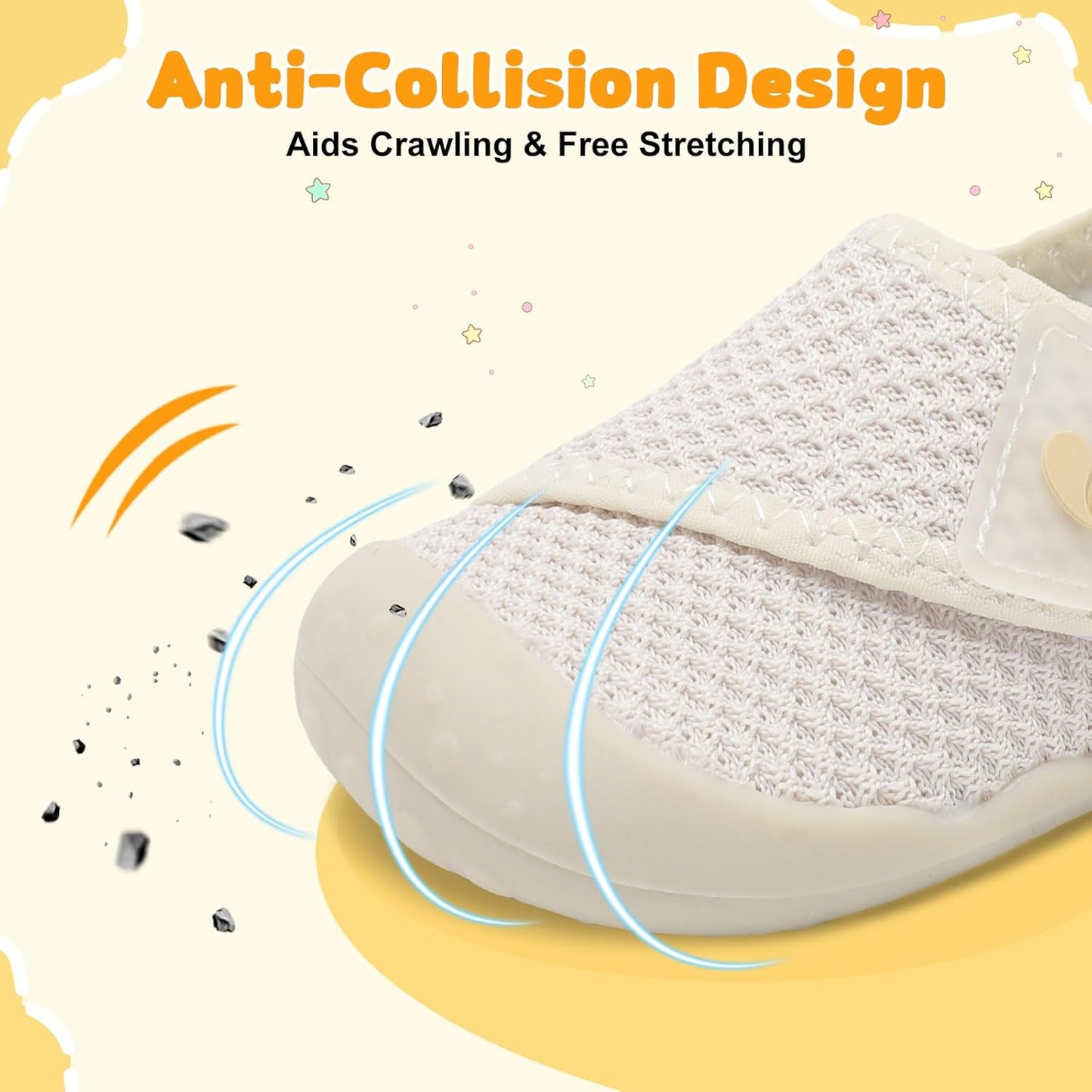 FEETCITY Baby First Walking Shoes Wide Baby Shoes Infant Sneakers Newborn Crib Shoe Barefoot Lightweight Slip On Shoe