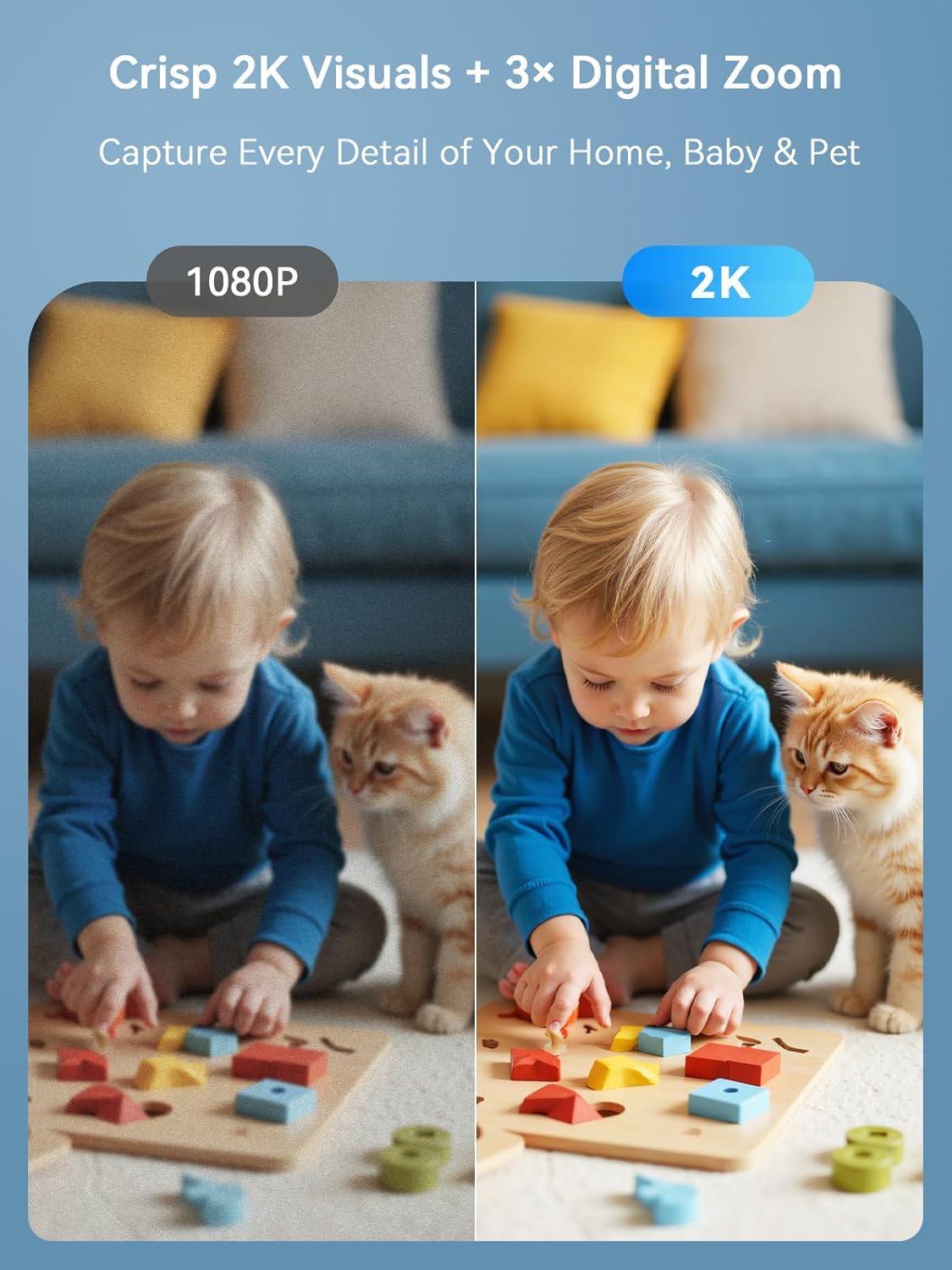 Outinput Indoor Security Camera 2K WiFi Cam丨Home Security, Baby Monitor, Pet Camera丨Smartphone Control, Instant Alert, Motion Detect, Night Vision, Cloud&Local Storage, Share to Family