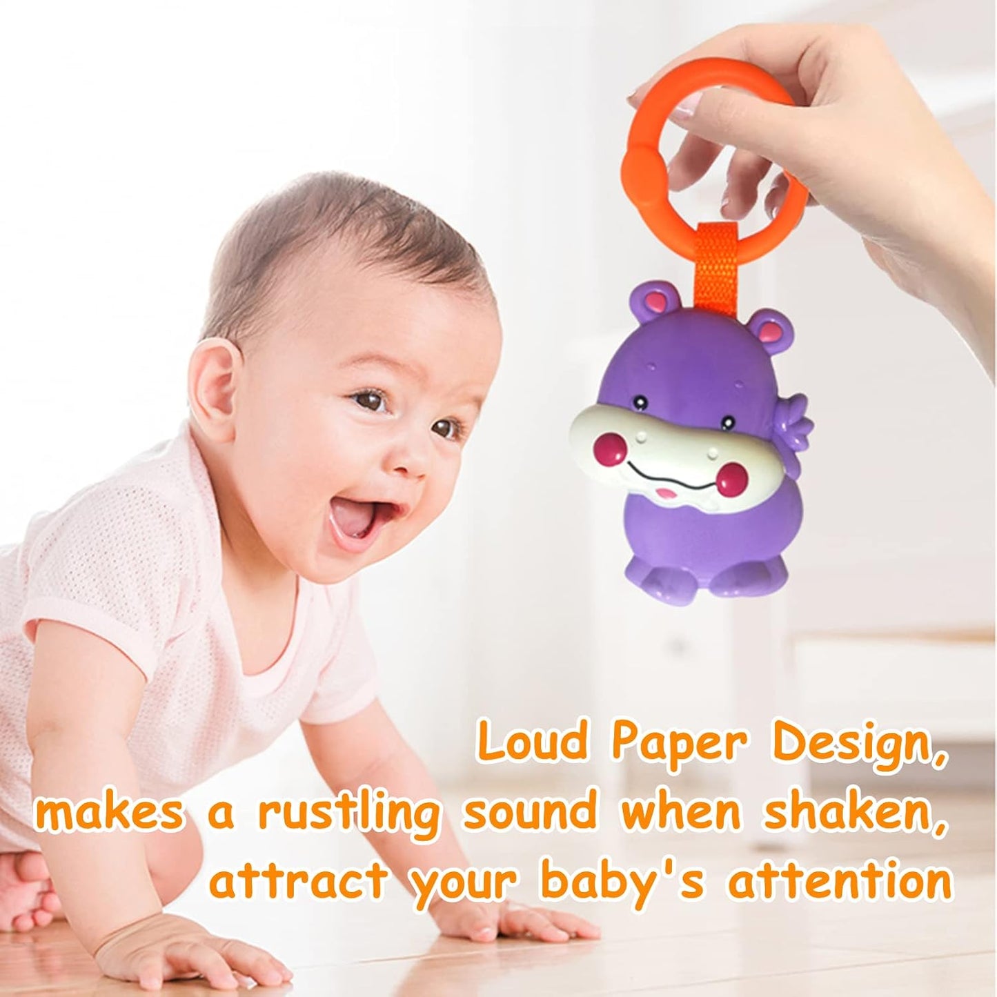 Baby Toys, Cartoon Animal Hanging Rattle Toys, Handbells Baby Rattles, Baby Bed Crib Car Seat Travel Stroller Toys for Infant, Best Birthday Gift for Newborn, 4 Pack