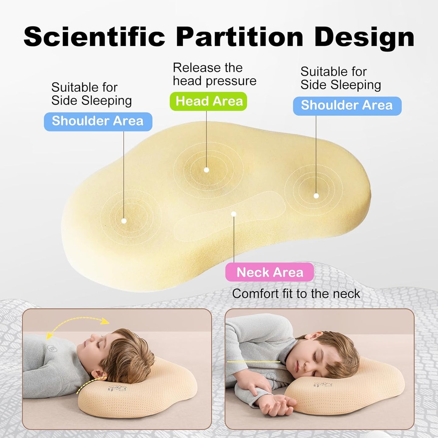 Reidio 1pc Toddler Silicone Pillow Breathable Toddler Pillow with Removable Cotton Pillowcase Kids Pillows for Sleeping Machine Washable (Rose, H2)