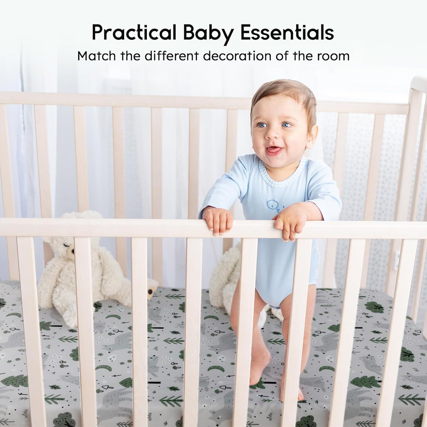 Yoofoss Baby Crib Sheets for Boys Girls, Fitted Crib Sheet 2 Pack for Standard Crib and Toddler Mattress, Super Soft Microfiber Baby Sheet 28x52x8in(Fox)