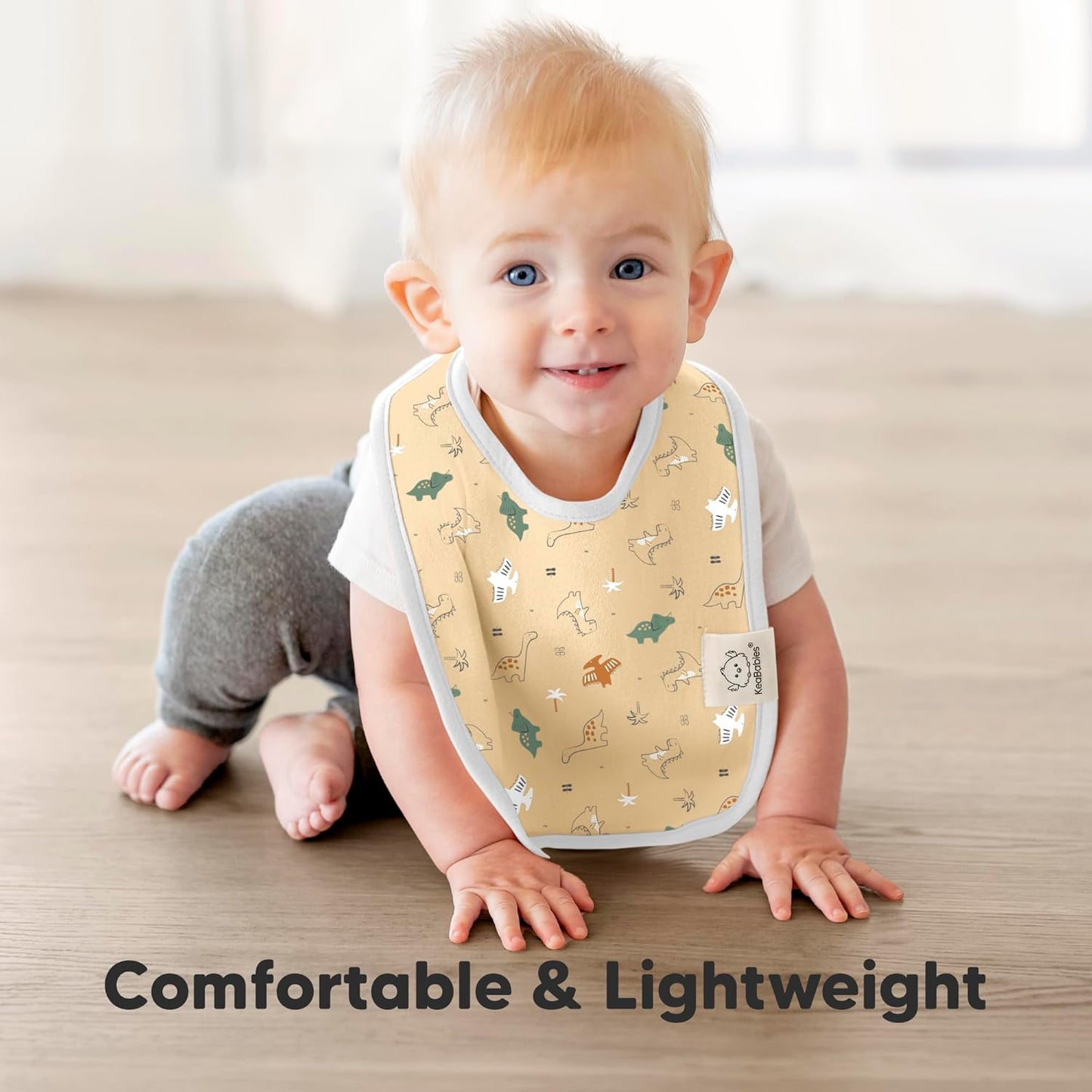 KeaBabies 8-Pack Organic Baby Bibs for Boys, Girls - Super Absorbent Cotton Drool Bibs for Baby Girl & Boy, Teething Toddler, Drooling Newborn, Ultra Soft & Machine Washable (Mesozoic)