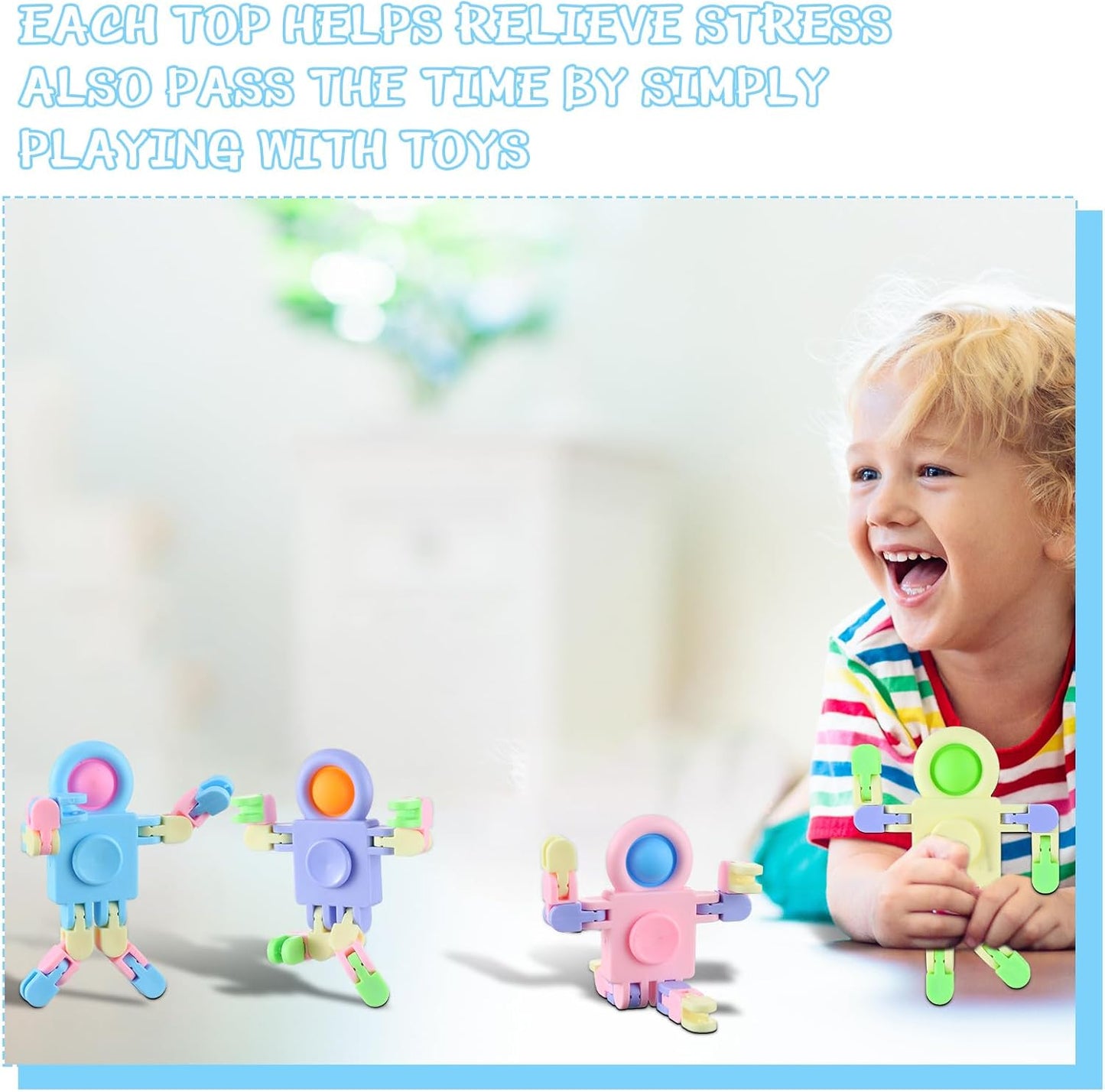 72 Pcs Warm Color Fidget Sensory Spinner Toys Transformable Chain Robot Fingertip Toy Sensory for Anxiety, Stress Relief ADHD Autism Pinata Goodie Bag Stuffers