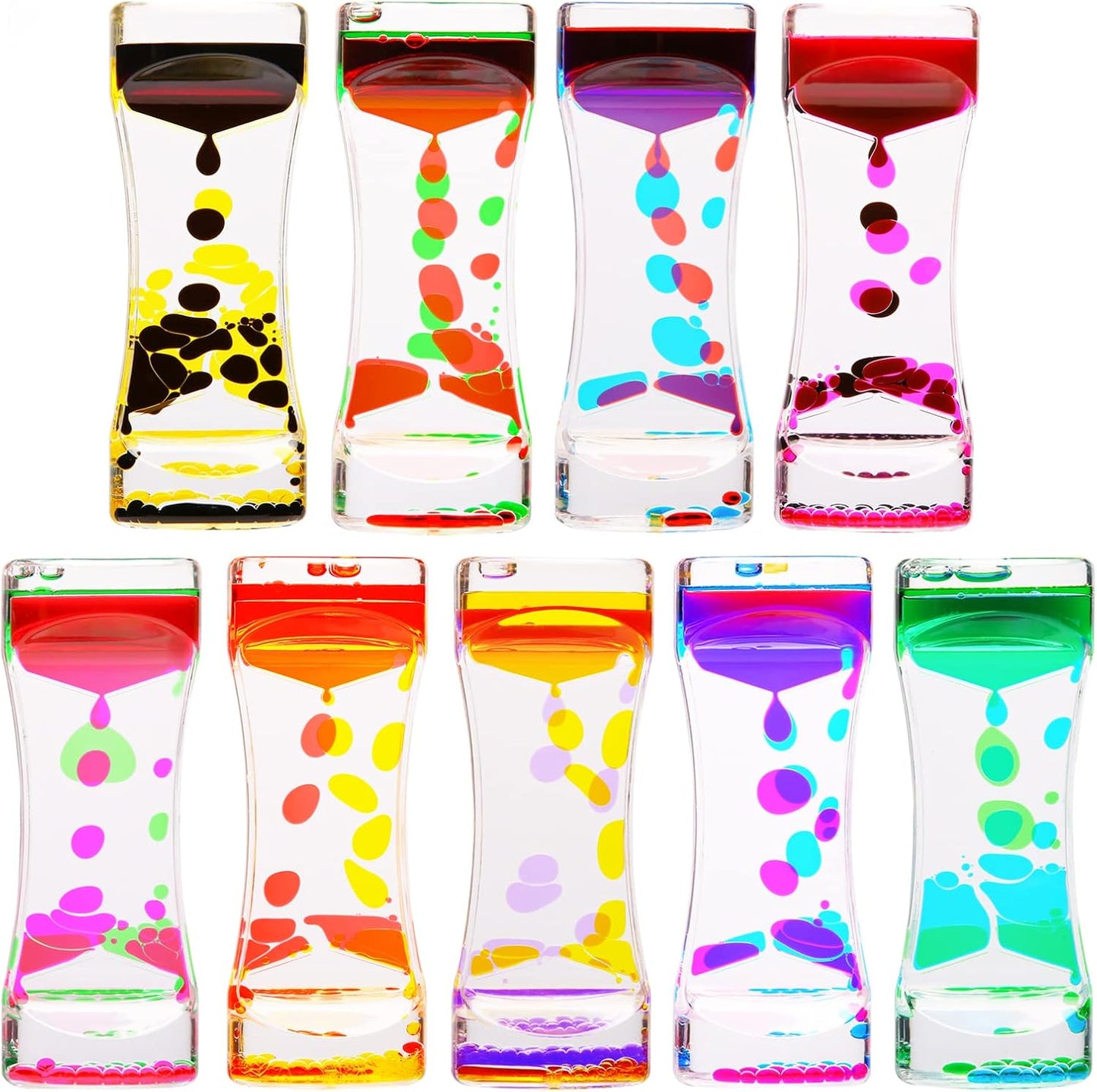 Liquid Motion Bubbler,9 Pack Floating Sensory Play Water Timer Fidget Toys for Adults and Kids,Calm Relaxing Autism ADHD Children Activity, Colorful Hourglass for Sensory Play