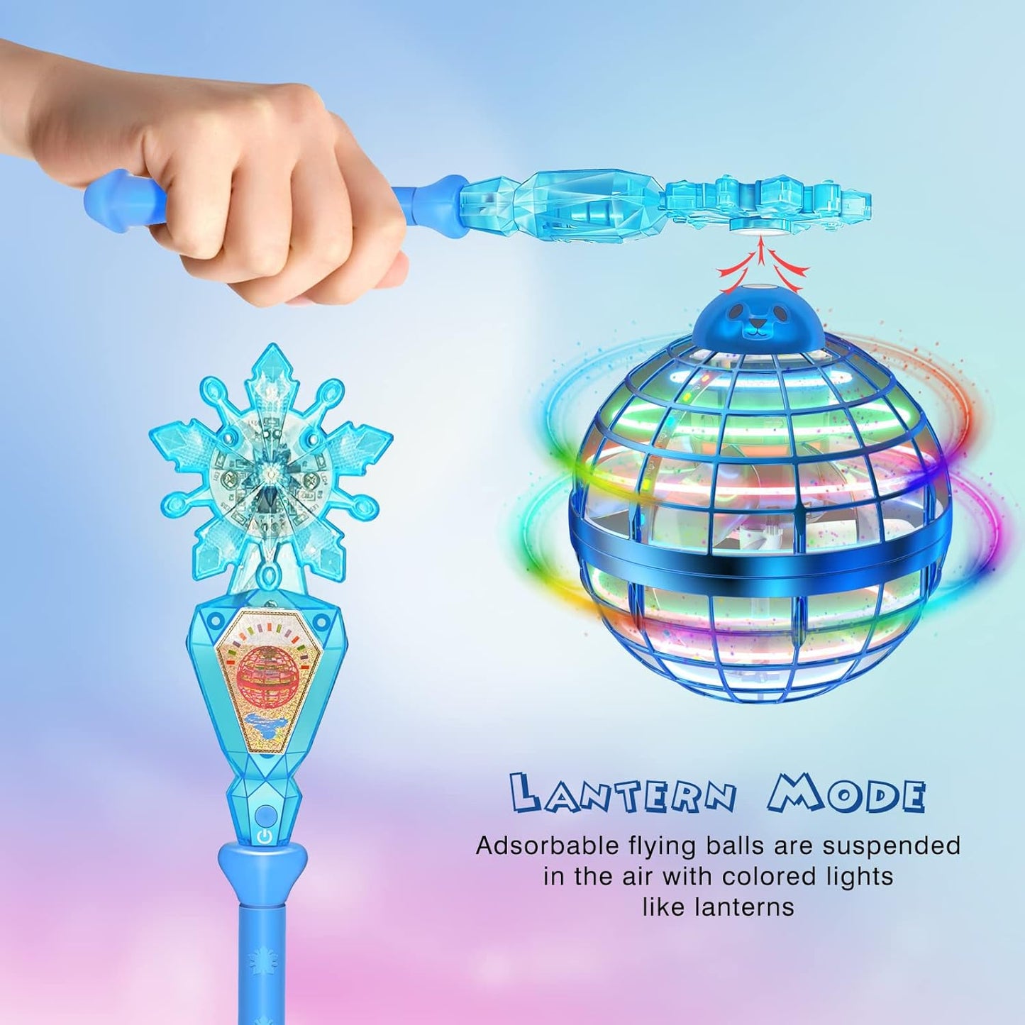 AMERFIST Magic Wand for Flying Orb Ball Cosmic Globe Galantic Fidget Spinner Toy with Infrared Sensor Gifts for Kids Adult - Two Modes-Built-in LED Lights
