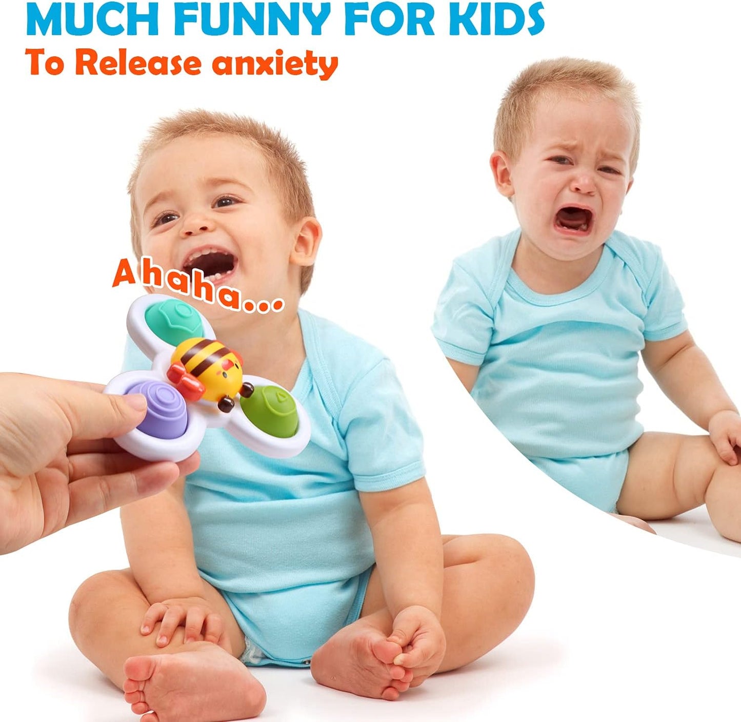 Suction Cup Spinner Toys for Baby, Pop it Fidget Toys for 1-3 Toddlers Gifts Spinning Top Sensory Toy Bath Toys Birthday Gifts for Boy Girl (3 Pcs)