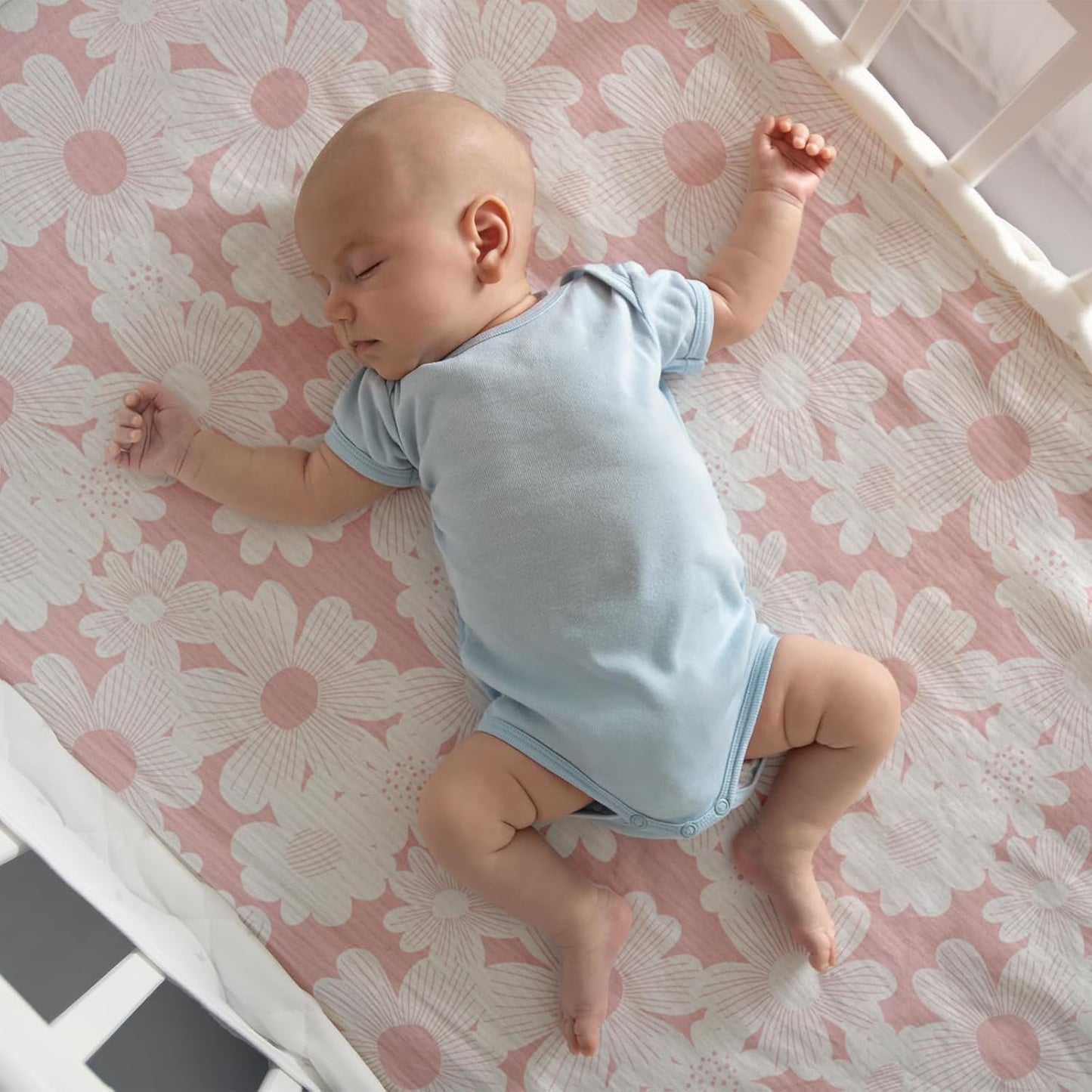 Gllquen Baby Muslin Mini Crib Sheets 3 Pack, Breathable Pack and Play Sheets Fitted Soft Cozy Cotton Pack N Play Sheets for Baby Boy Girls, Universal Fitted Mini Crib Mattresses 38"x26" (Pink)