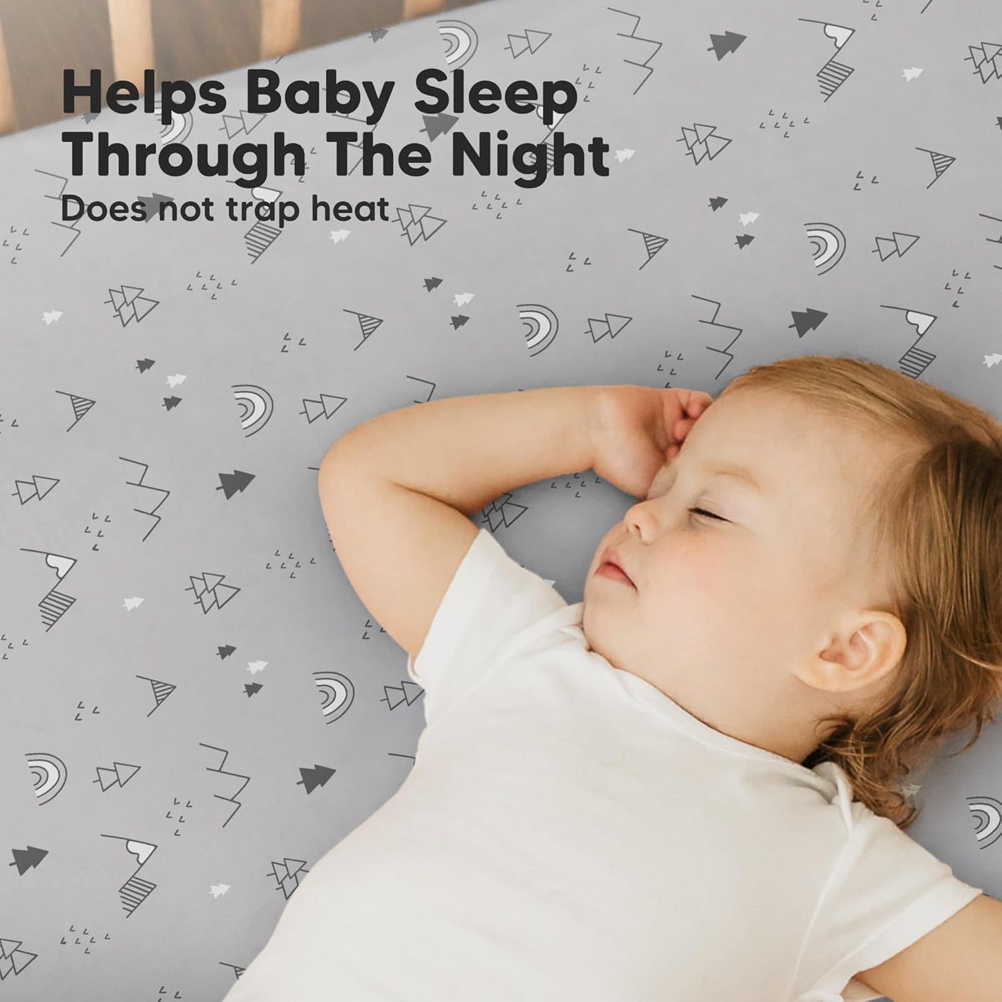 2-Pack Mini Crib Sheets Fitted - 38x26 Pack N Play Sheets for Pack and Play Mattress, Organic Cotton, Soft & Breathable Playard Bedding, Neutral Mini Toddler Bed Cover for Boys, Girls (Woodland)