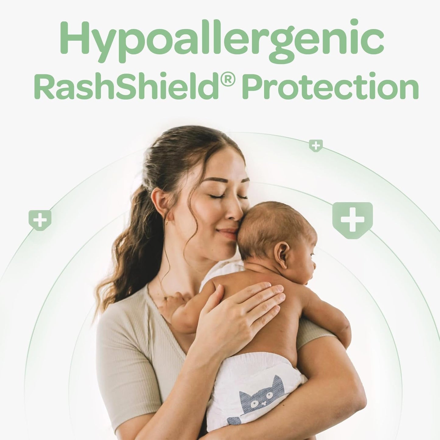 Parasol Clear+Dry Disposable Diapers, RashShield Protection and Leak-Control Fit, Hypoallergenic Diapers, Size 2 (10-18 lbs), 288 Count