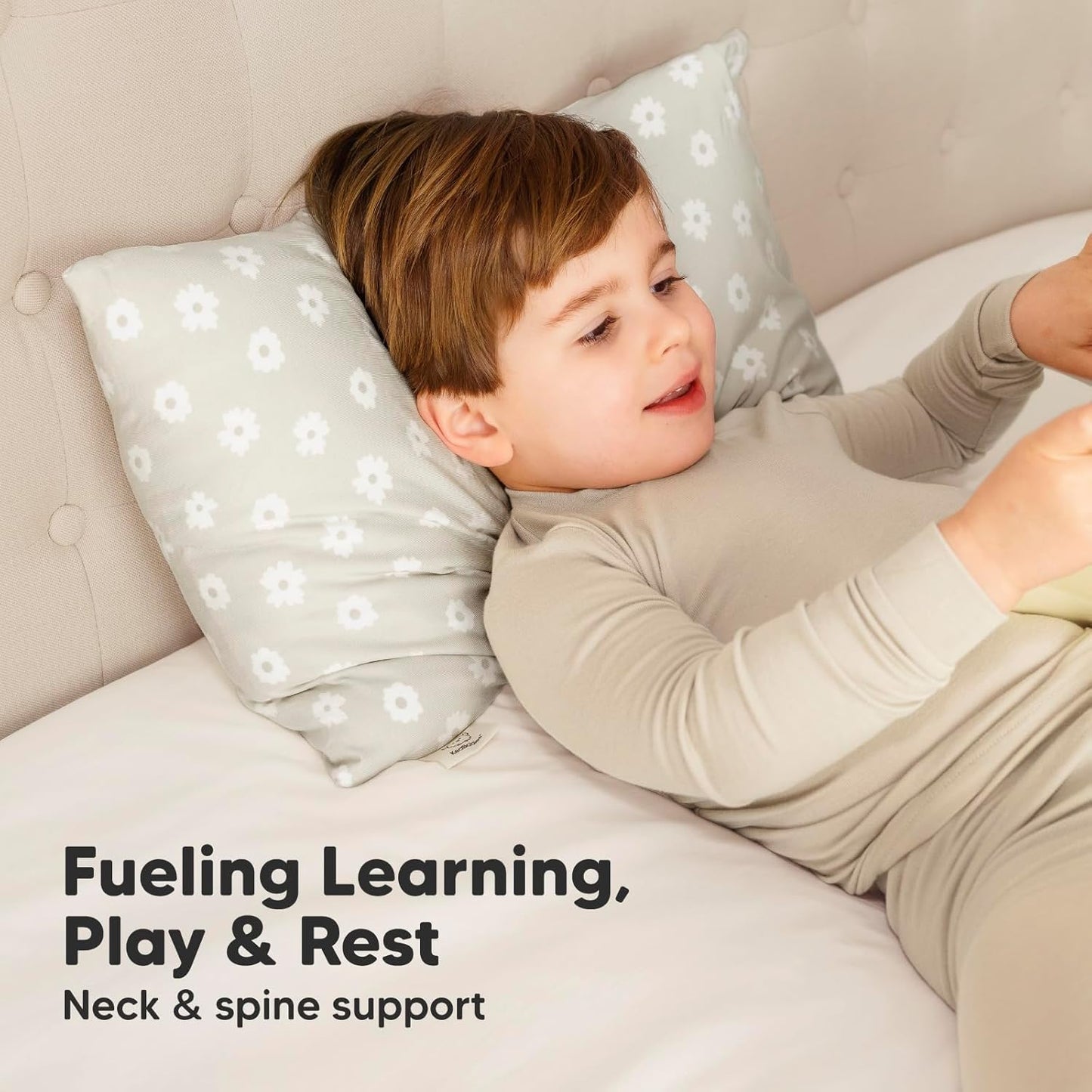 Toddler Pillow with Pillowcase - 13x18 My Little Cuddly Pillow, Viscose Derived From Bamboo Nursery Toddler Pillows for Sleeping,Kids Pillow,Small Travel Pillows,Mini Toddler Bed Pillow (Meadow)