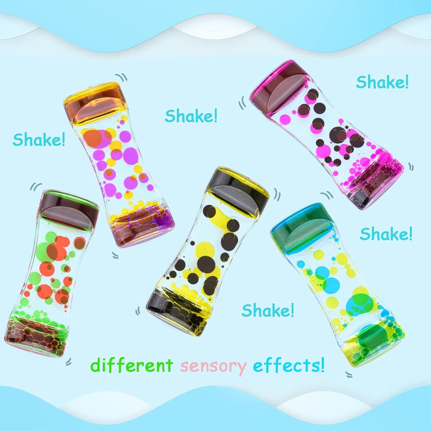 Liquid Motion Bubbler Timers Pack of 10 Liquid Bubbler Colorful Hourglass for Sensory Play,Relaxing Calming Fidget Toys for Anxiety Autism ADHD,Office Home Desktop Decor