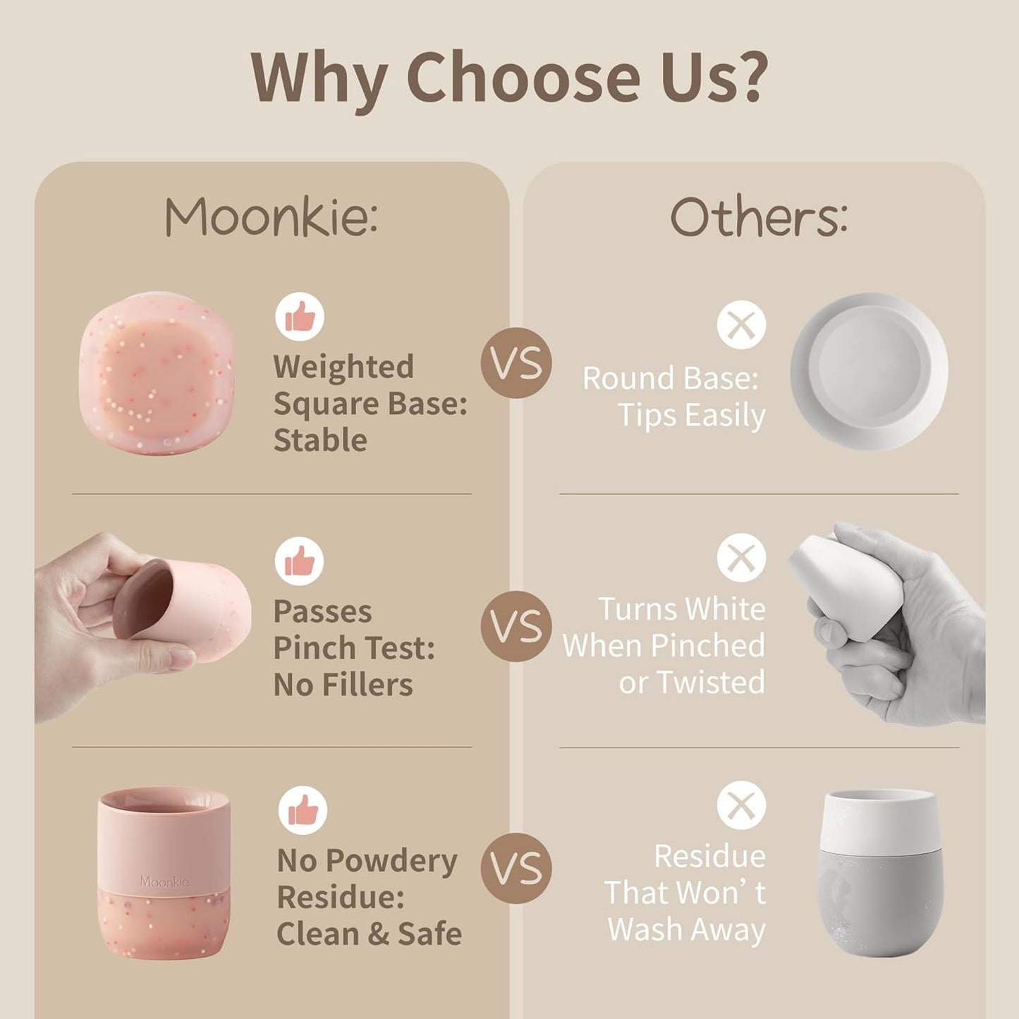 Moonkie Silicone Baby Cup 4 Months+ | Open Training Drinkware for Infants with Confetti Sprinkles | Baby-Led Weaning Essential | 2 oz (Ivory, 1 Pack)