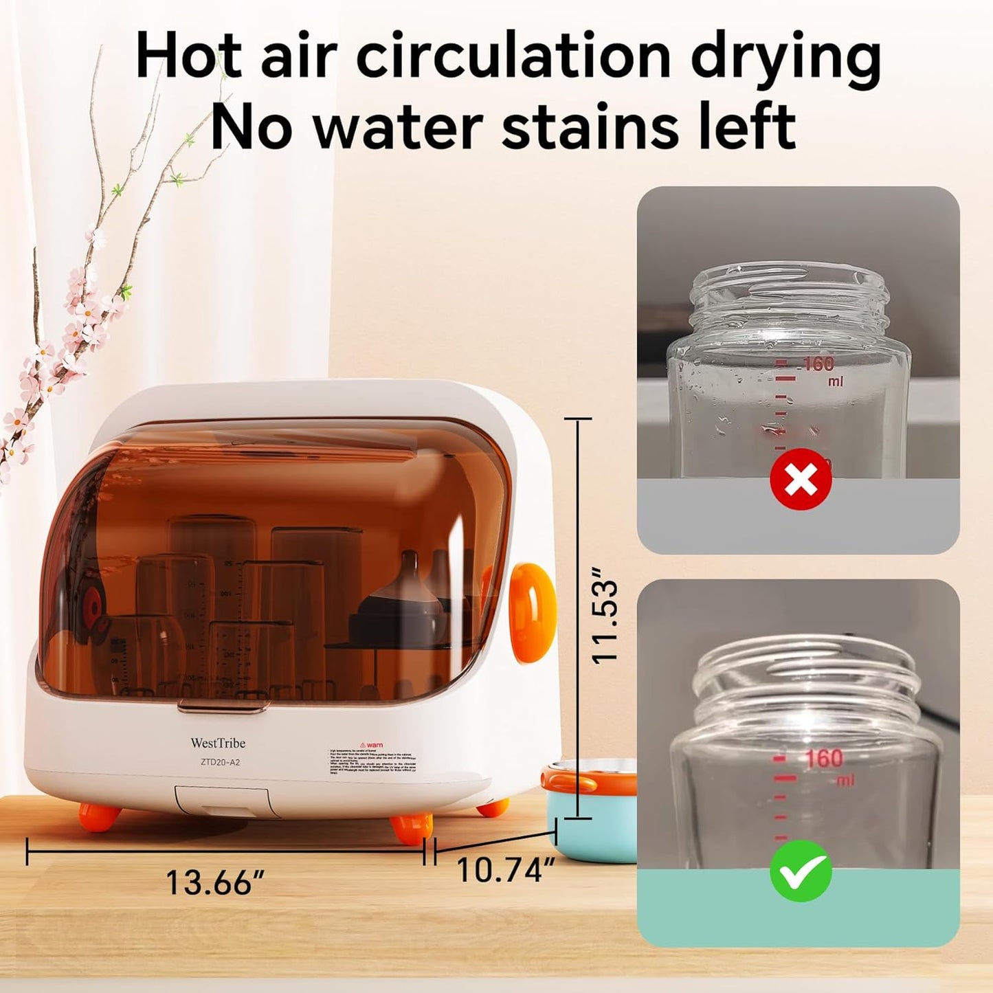 Baby Bottle Sterilizer and Dryer – UV Sterilizer 20L Large Capacity, Hot Air Drying, UV Sanitizer Box, No Need to add Water, No Need to Clean Regularly. Large Sterilizer for Nail Tools.