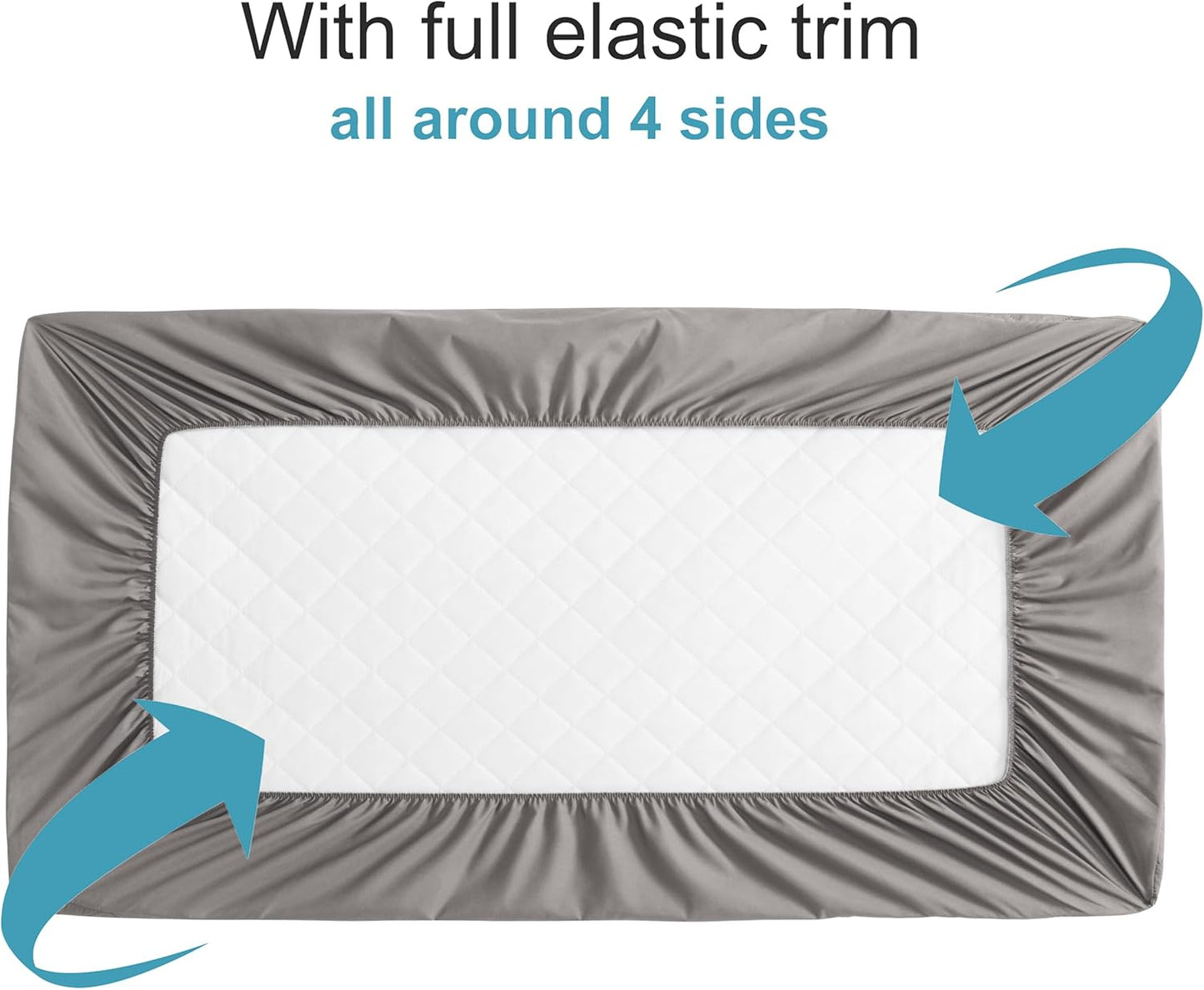 NTBAY 2 Pack Waterproof Crib Mattress Protector, Quilted 28"x52" Toddler Fitted Sheet - Machine Washable - Soft and Breathable Mattress Pad Cover for Crib, Nursery, Daycare, Cot, Smoke Grey