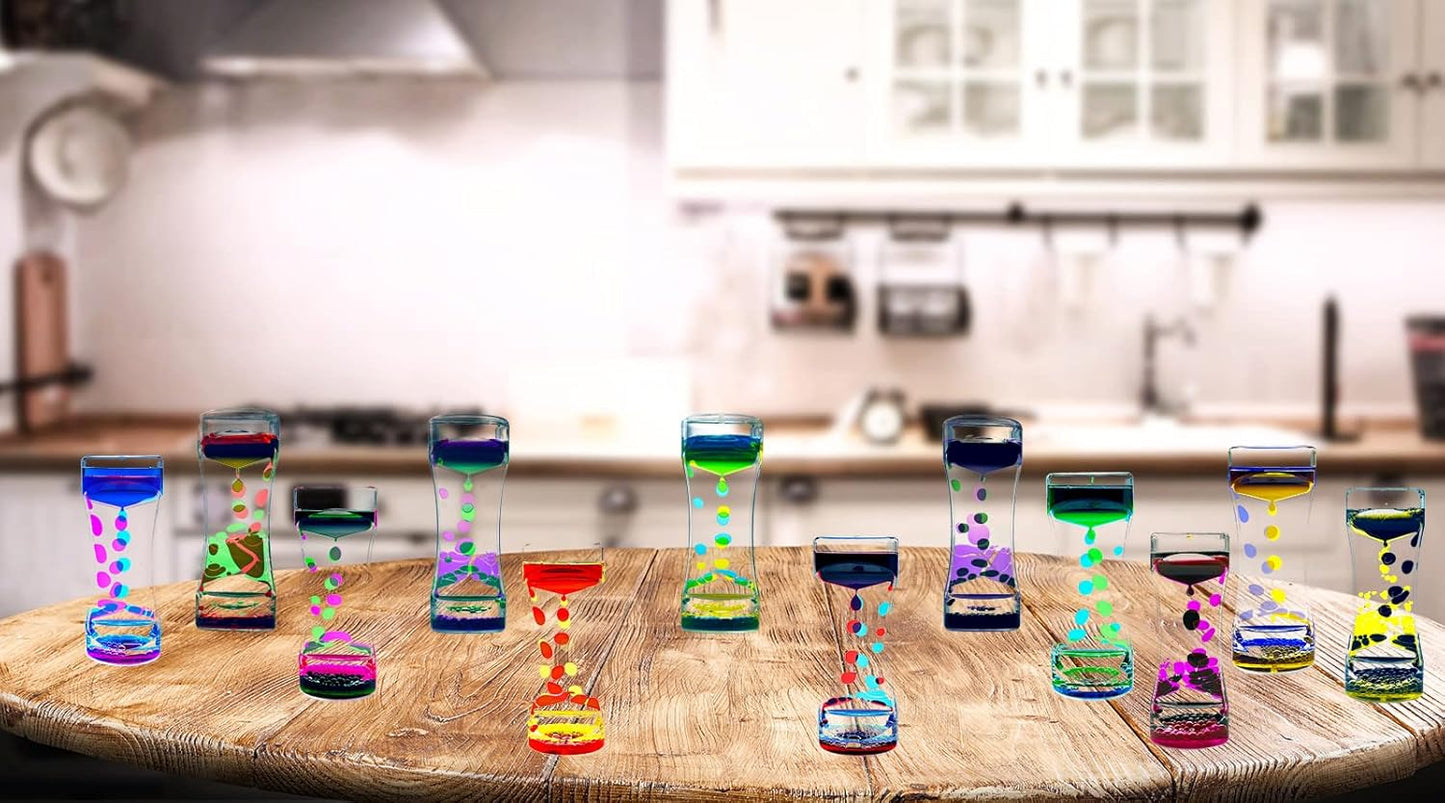 Liquid Motion Bubbler Timer Sensory Toys for Calm Relaxing, Black Yellow 1 Pack Drip Water Oil Motion Liquid Timer for Fidget Toy, Autism Toys, Children Activity, Office Desk Decoration