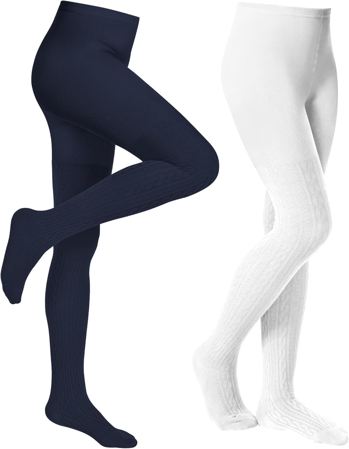 Baby Girls Tights Cable Knit Toddler Leggings Winter Solid Cotton Tights School Stockings 2 Pack 2T-12 Years