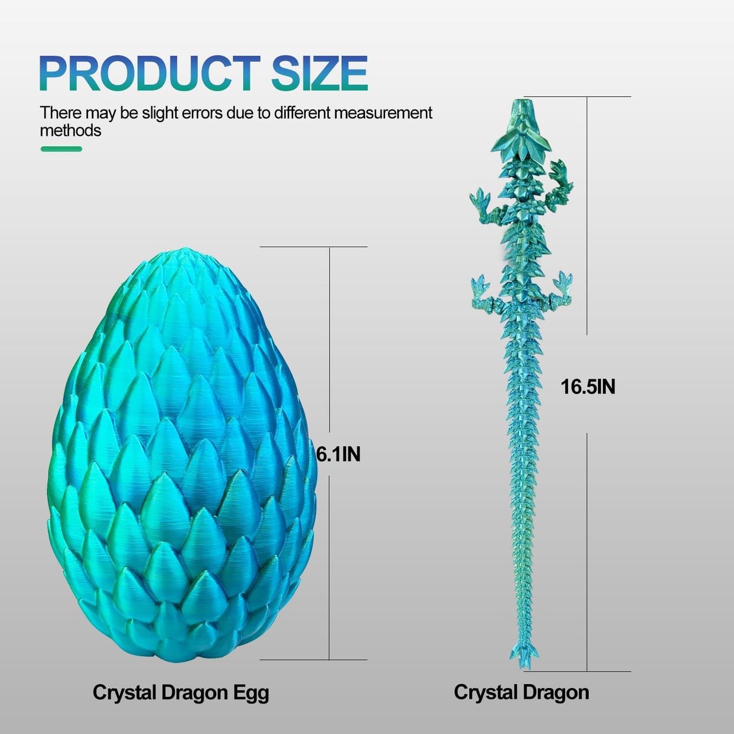 Dragon Eggs with Dragon Inside, 16.5 Inch Large 3D Printed Dragon Egg Articulated Dragon Crystal Dragon Executive Desk Toys Fidget Toy for Autism/ADHD (Blue Burgundy, with Egg)