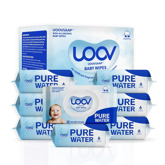 Hypoallergenic Baby Wipes, Pure Water Natural Wipes for Sensitive Skin, Unscented Baby Wipes for Face Hands & Bottom, 512 Count (8 Packs of 64)