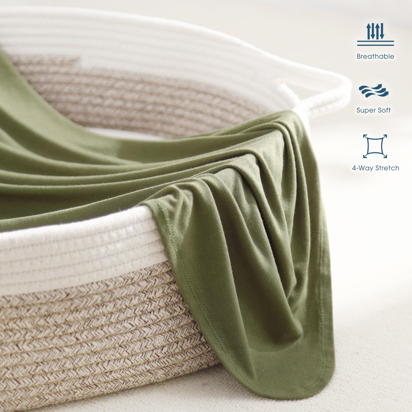 GRSSDER Newborn Swaddle Blanket, Ultra Soft Jersey Receiving Blanket with Matching Headband and Beanie Set, 47×47" Extra Large Nursery Swaddle Wrap for Girls and Boys