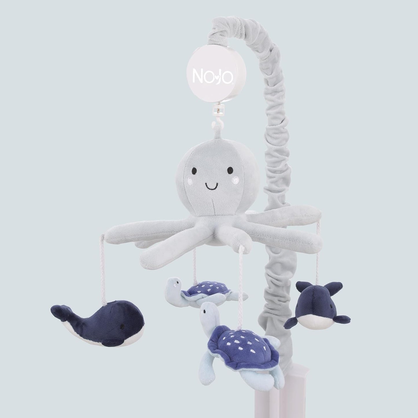 NoJo Plush Octopus Gray and Navy Whales and Sea Turtles Musical Mobile