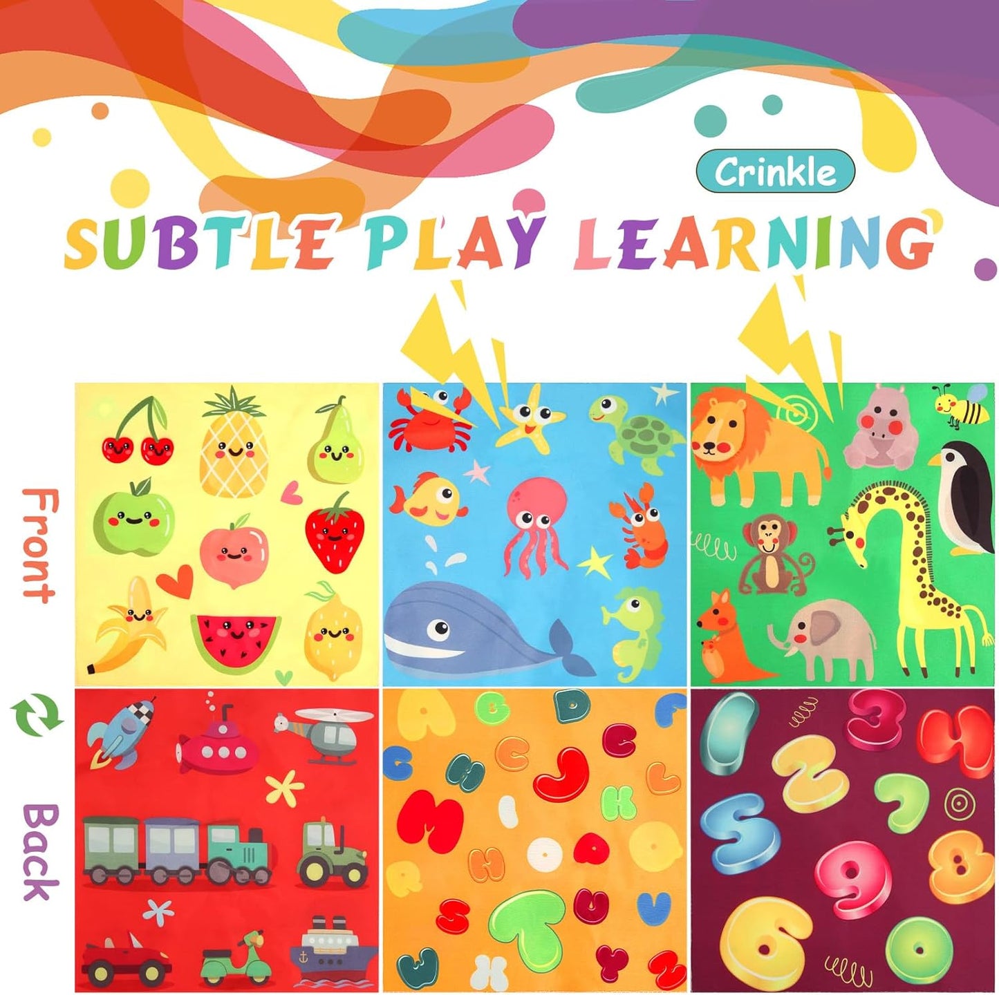 Baby Tissue Box - Montessori Toys for 6-12 Months, 1 Year Old - Soft Stuffed & High Contrast Crinkle Infant Sensory Toy, Early Learning Gift for Girls & Boys Toddlers