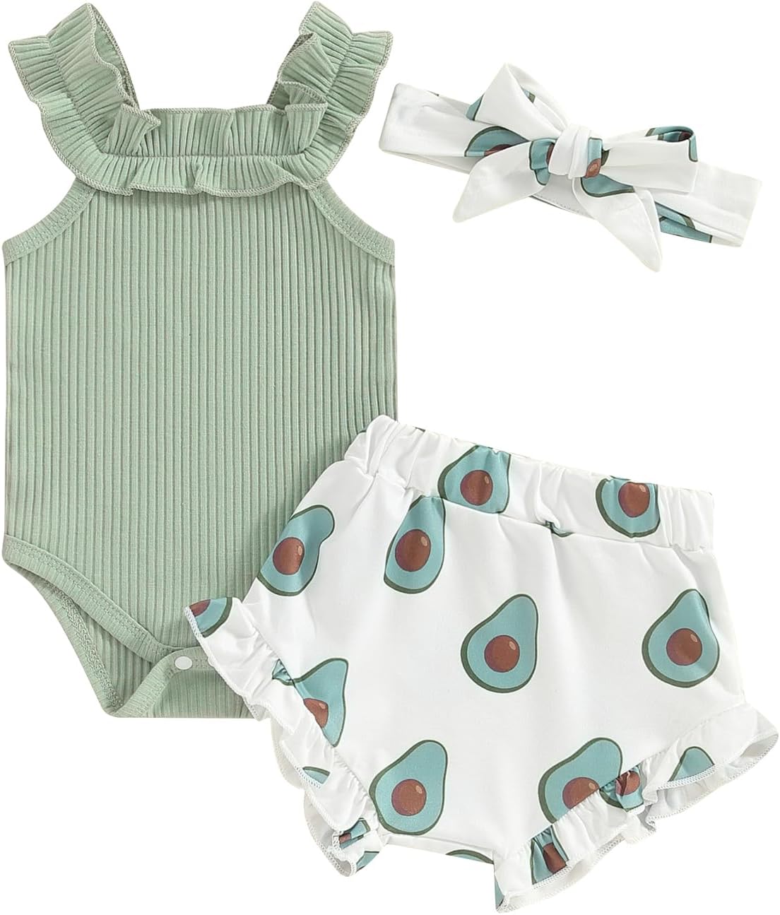 fhutpw Baby Girl Clothes Summer Cute Outfits 3 6 12 18 Months Spaghetti Strap Romper & Floarl Shorts Sets