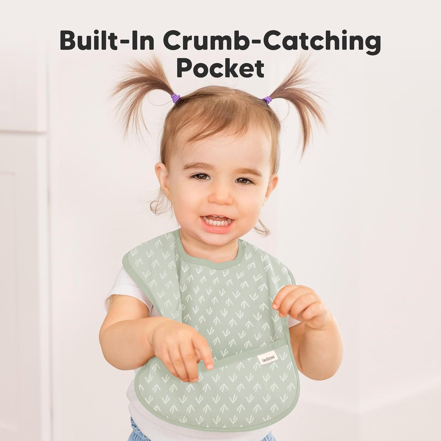 3-Pack Waterproof Baby Bibs for Eating - Lightweight Toddler Feeding Bibs with Large Food Catcher, Mess Proof, Food-Grade Baby Eating Essentials, Easy to Put On & Clean (Fleur)